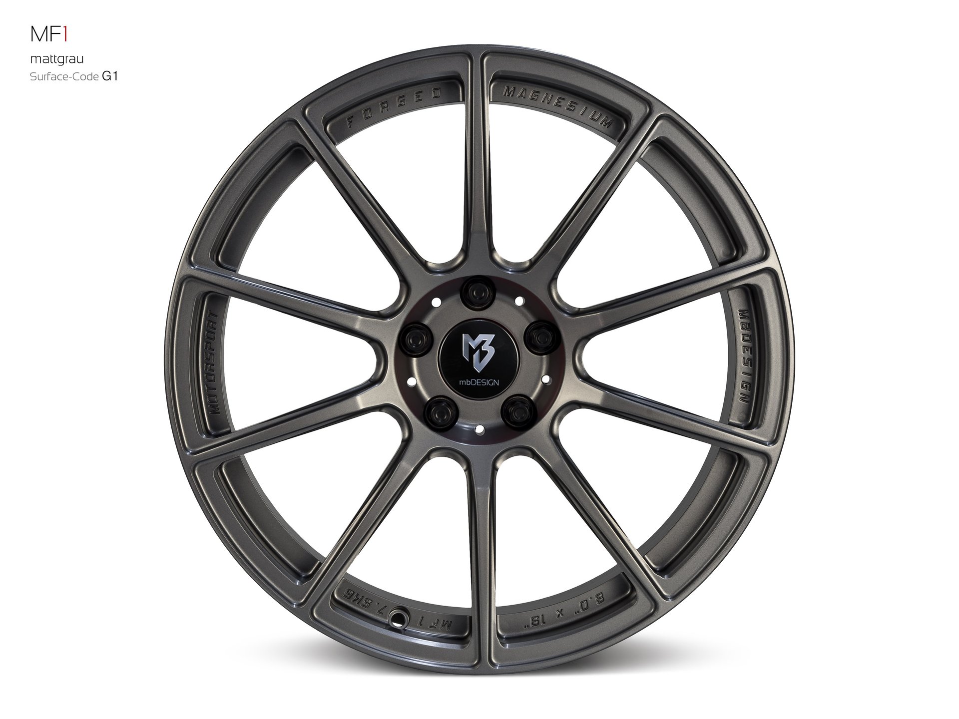 mbDESIGN MF1 Schmiederad 8x19 in Mattgrau – Perspektive 0