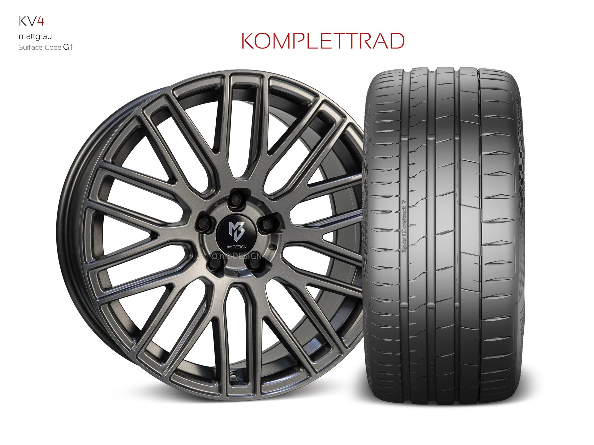 mbDESIGN KV4 forged wheel 8,5x19 in matt grey – view 1