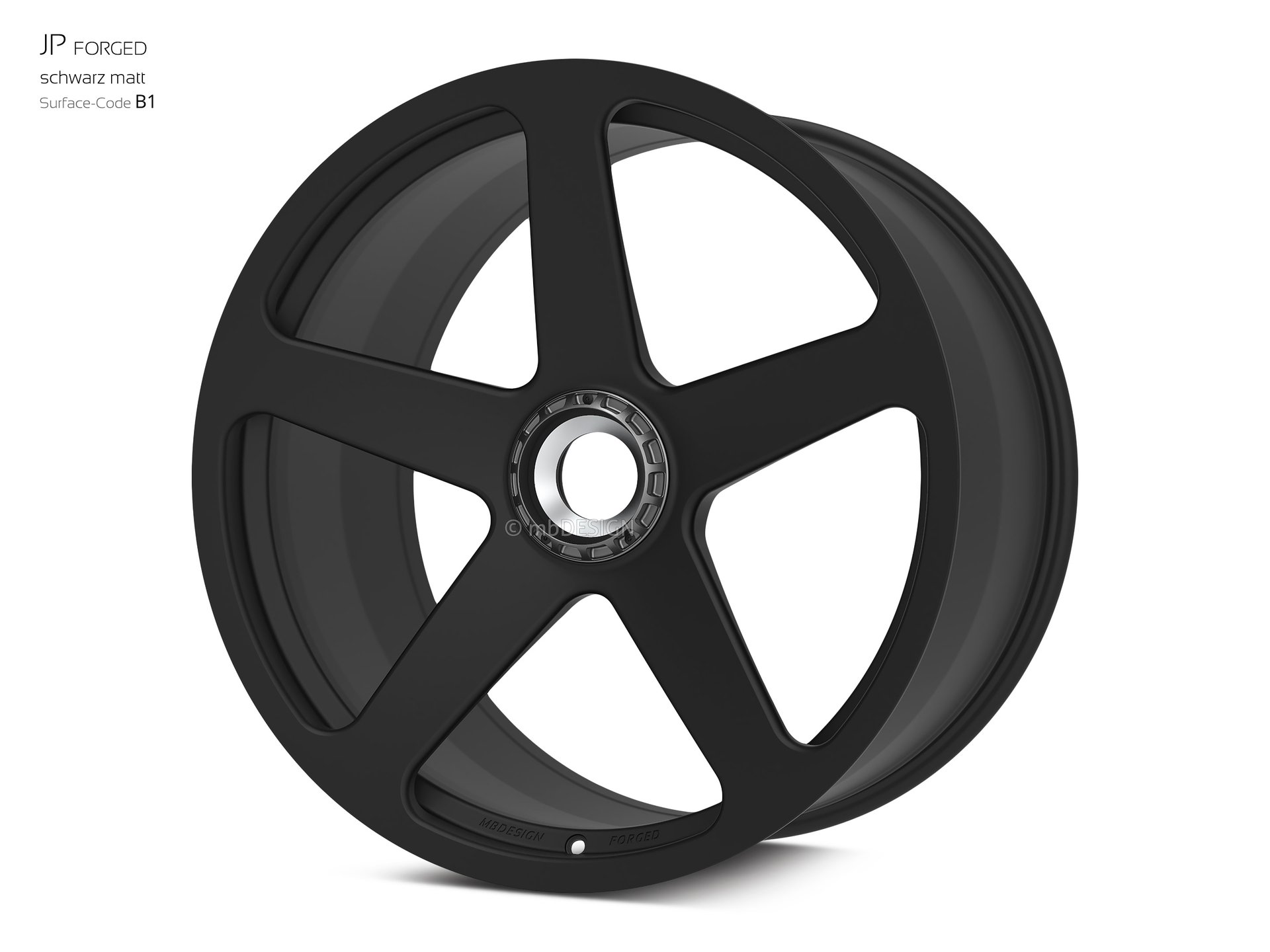 mbDESIGN JP Forged Rad 12,5x22 stark konkaves Design (DC) in schwarz seidenmatt – Perspektive 2 Links