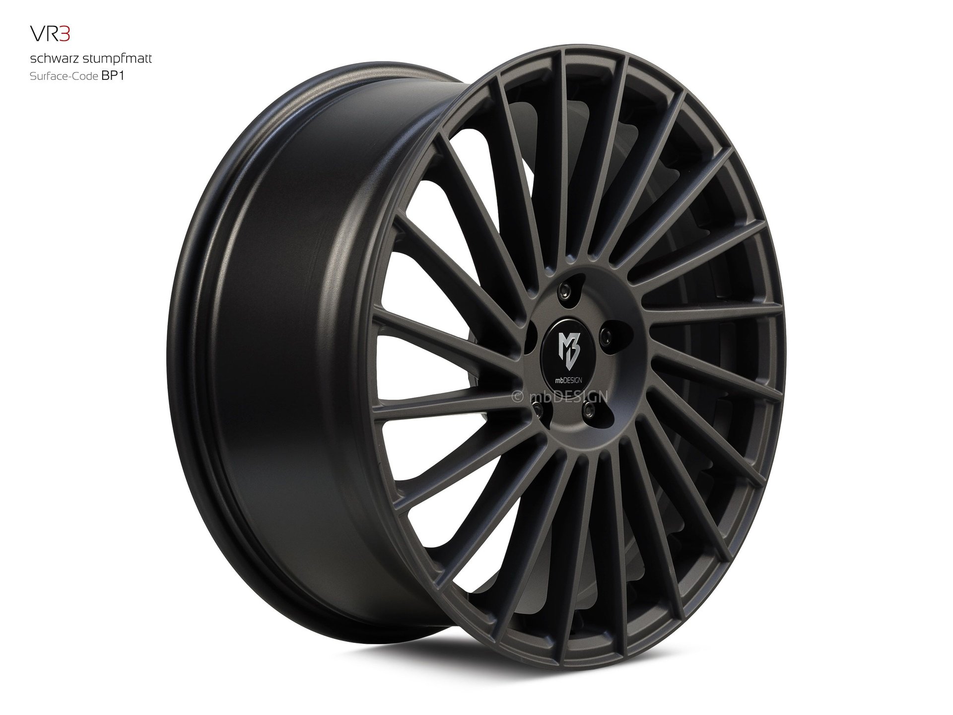 mbDESIGN VR3 Schmiederad 8,5x19 in Schwarz stumpfmatt – Perspektive 2
