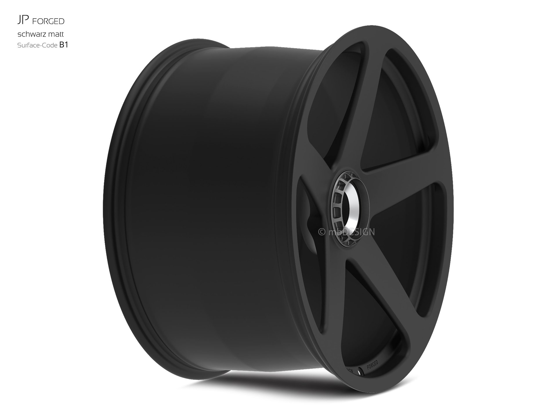 mbDESIGN JP Forged Rad 12,5x22 stark konkaves Design (DC) in schwarz seidenmatt – Perspektive 3