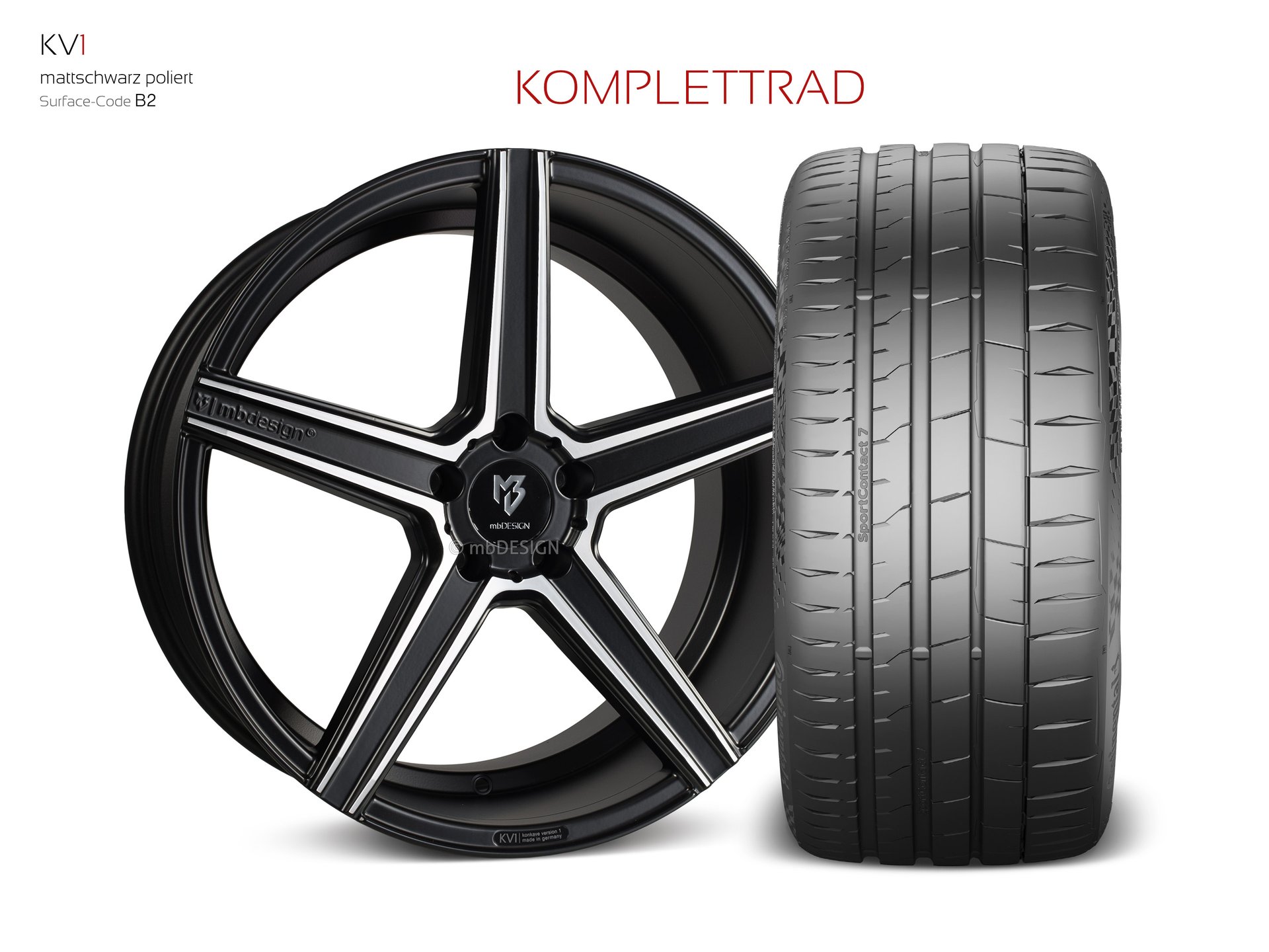 mbDESIGN KV1 forged wheel 10,5x20 stark konkaves Design (DC) in matt black polished – view 1