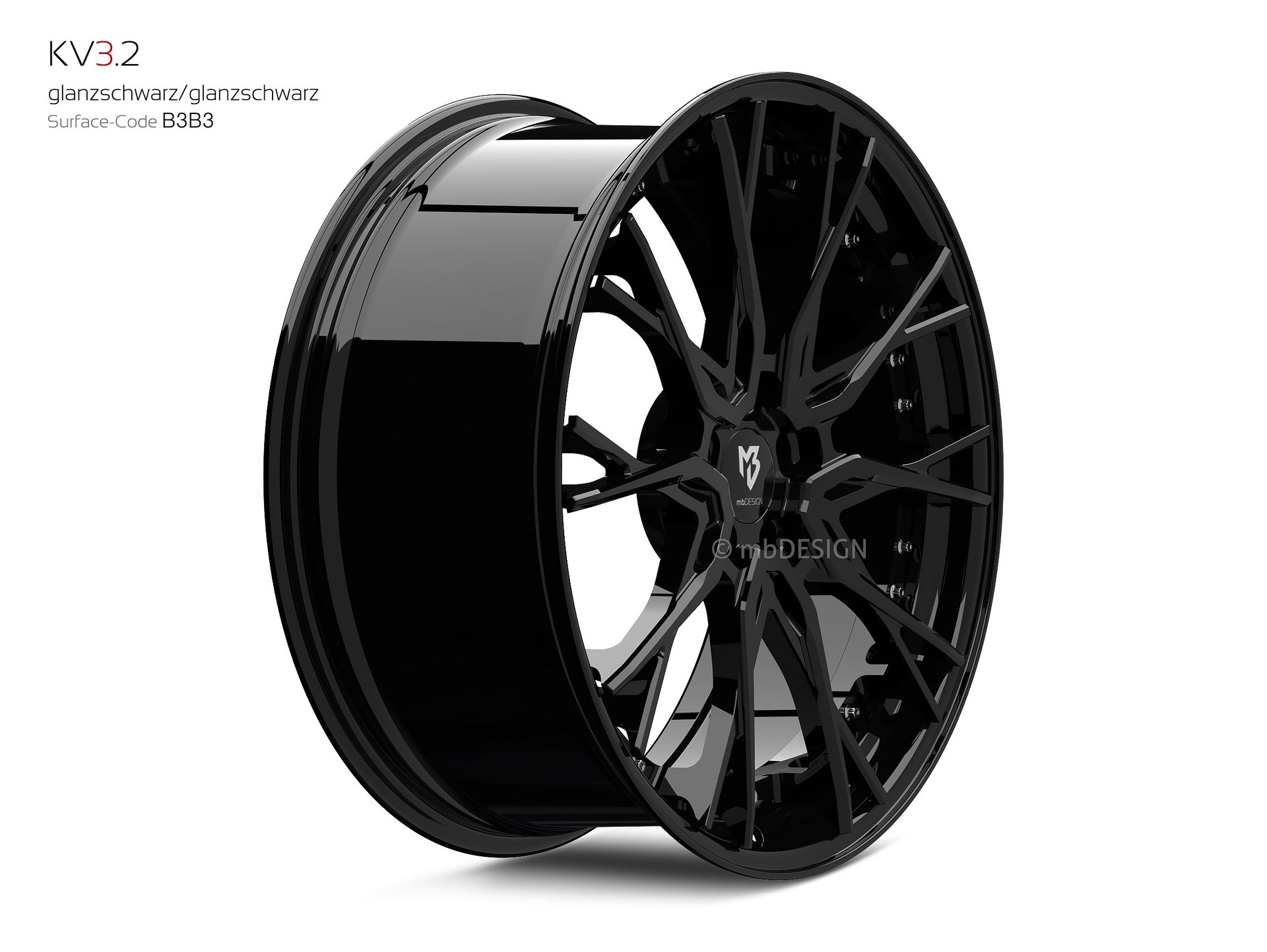 mbDESIGN KV3.2 Rad 9x21 konkaves Design in Glanzschwarz – Perspektive 3
