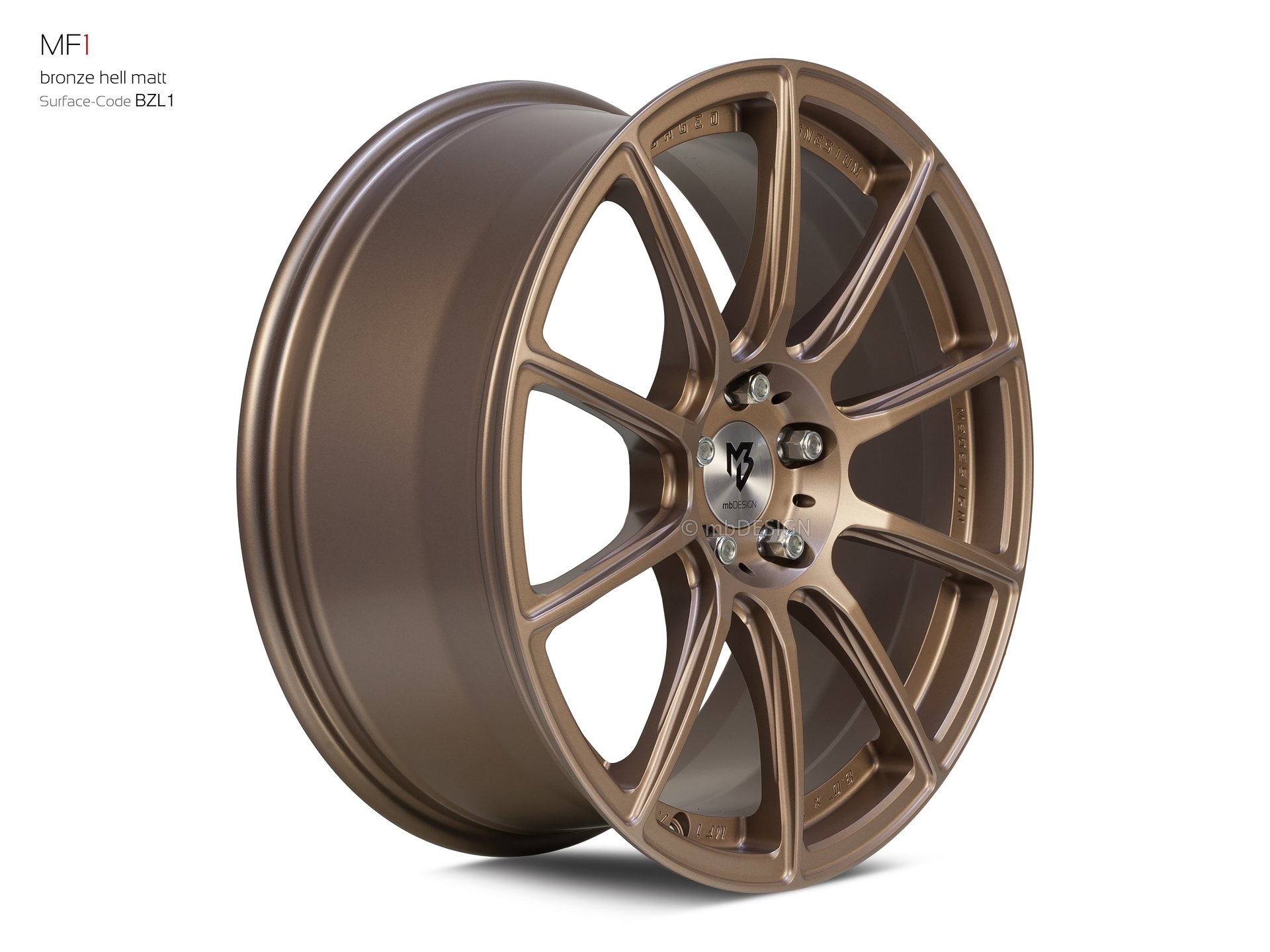 mbDESIGN MF1 Schmiederad 8x19 in Bronze hell matt – Perspektive 2