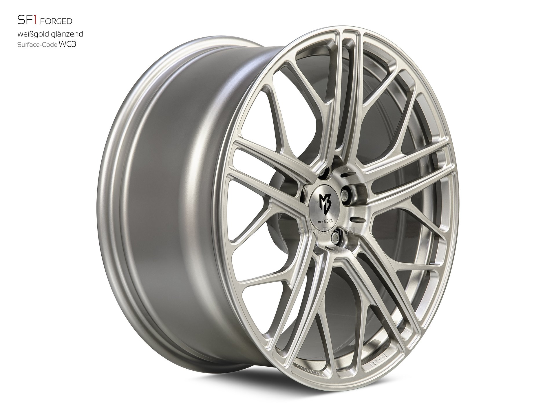mbDESIGN SF1 forged wheel 9x19 konkaves Design in white gold gloss – view 2