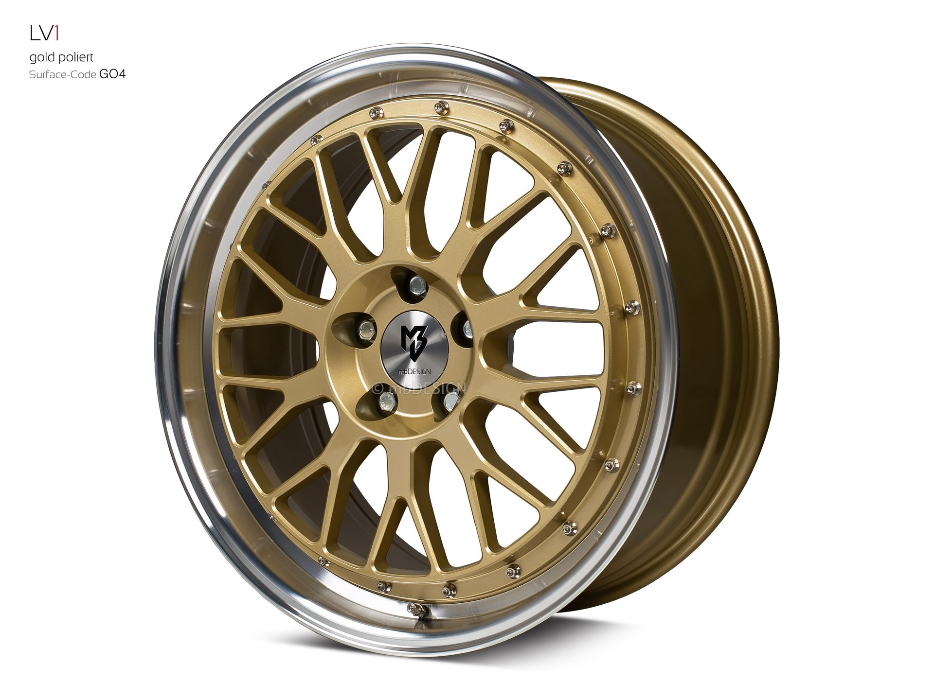 mbDESIGN LV1 forged wheel 8,5x19 in gold polished – view 2 Links