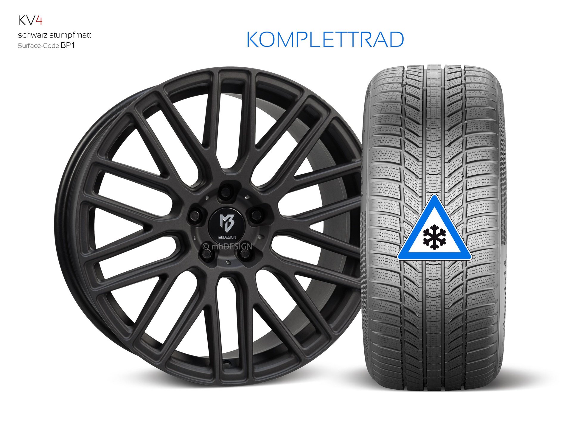 mbDESIGN KV4 forged wheel 9x20 in black flat matt – view 1