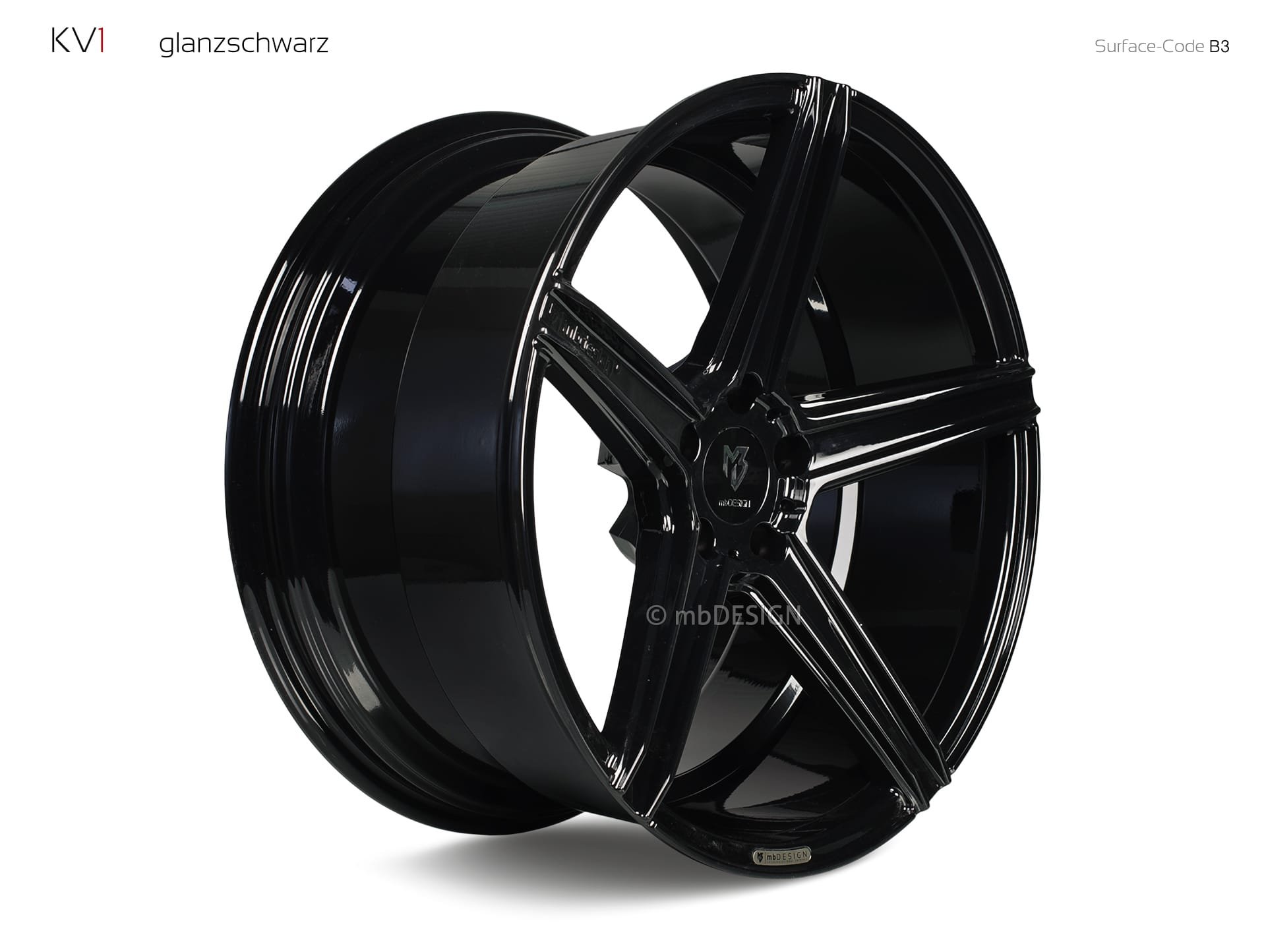 mbDESIGN KV1 forged wheel 10,5x20 stark konkaves Design (DC) in gloss black – view 2