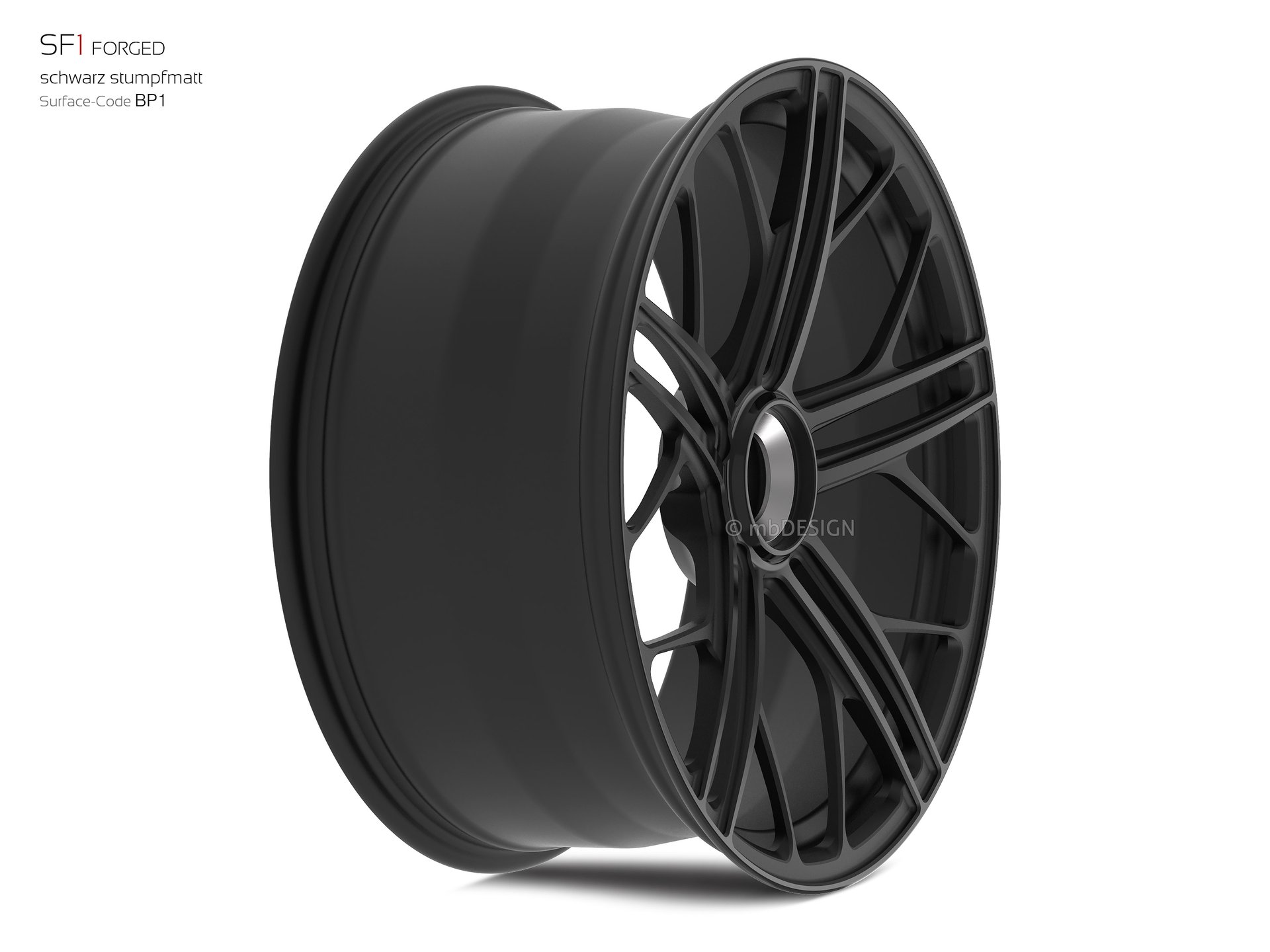 mbDESIGN SF1 Rad 9,5x21 konkaves Design in Schwarz stumpfmatt – Perspektive 3