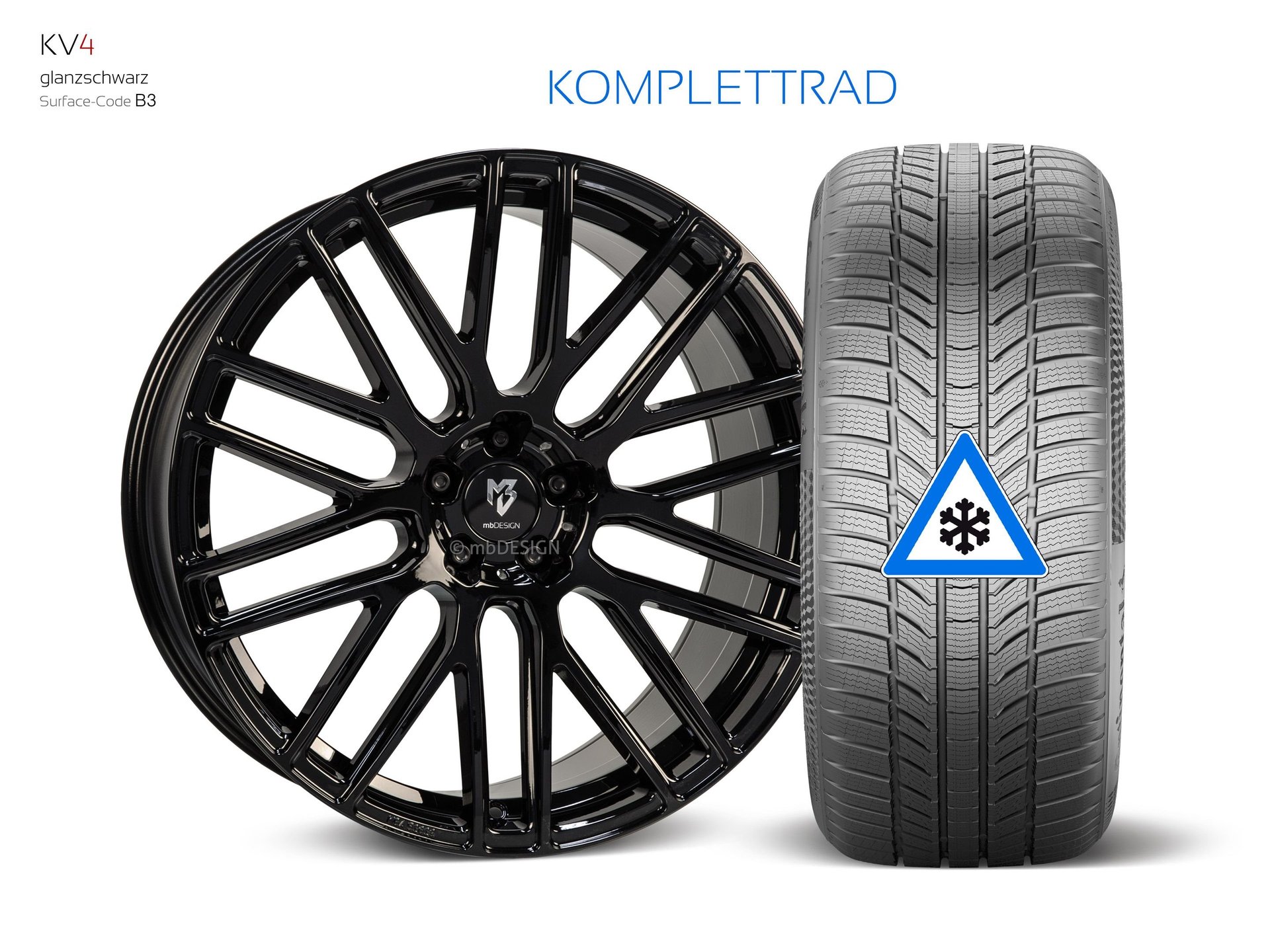 mbDESIGN KV4 forged wheel 10x22 in gloss black – view 1