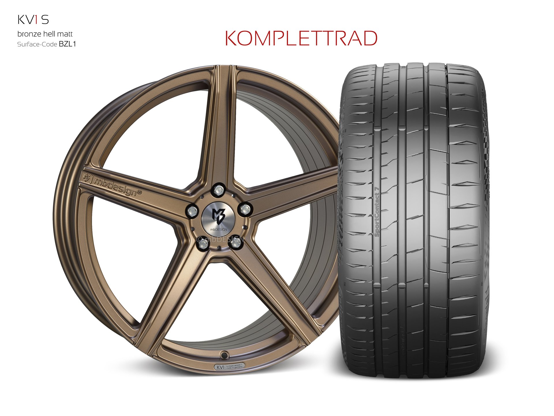 mbDESIGN KV1S forged wheel 9,5x21 konkaves Design in bronze light matt – view 1