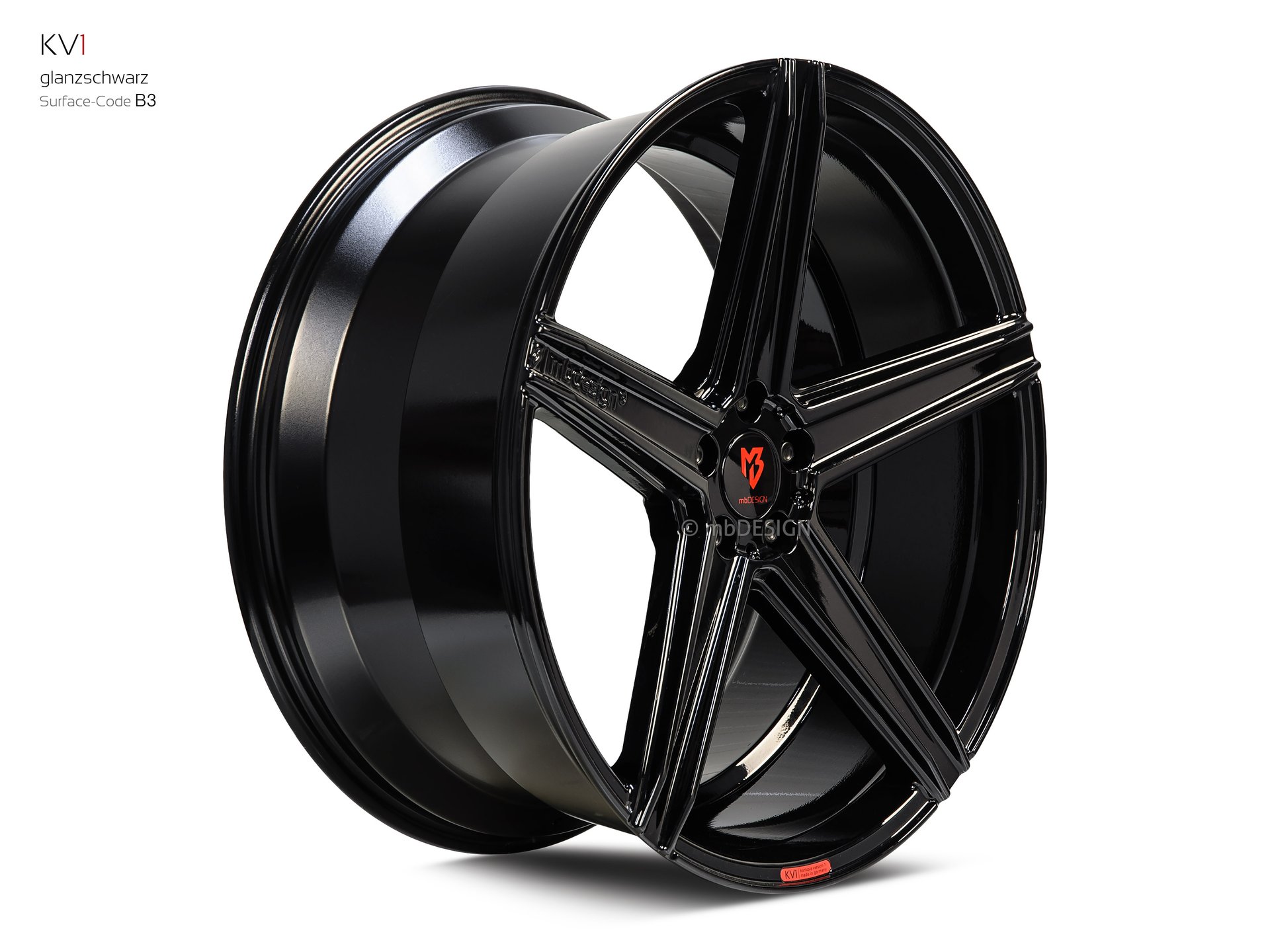 mbDESIGN KV1 forged wheel 11x23 stark konkaves Design (DC) in gloss black – view 2