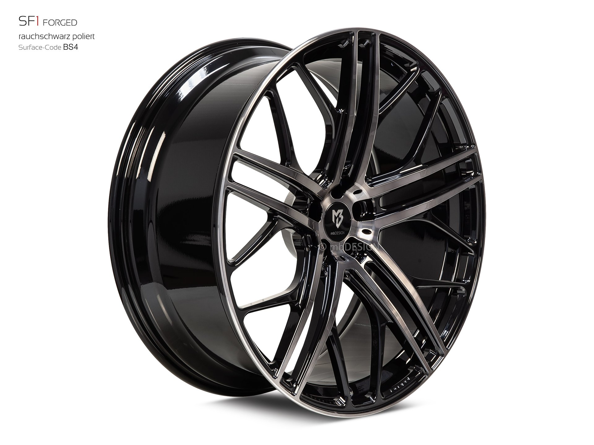 mbDESIGN SF1 forged wheel 10x24 konkaves Design in smoke black gloss polished – view 2