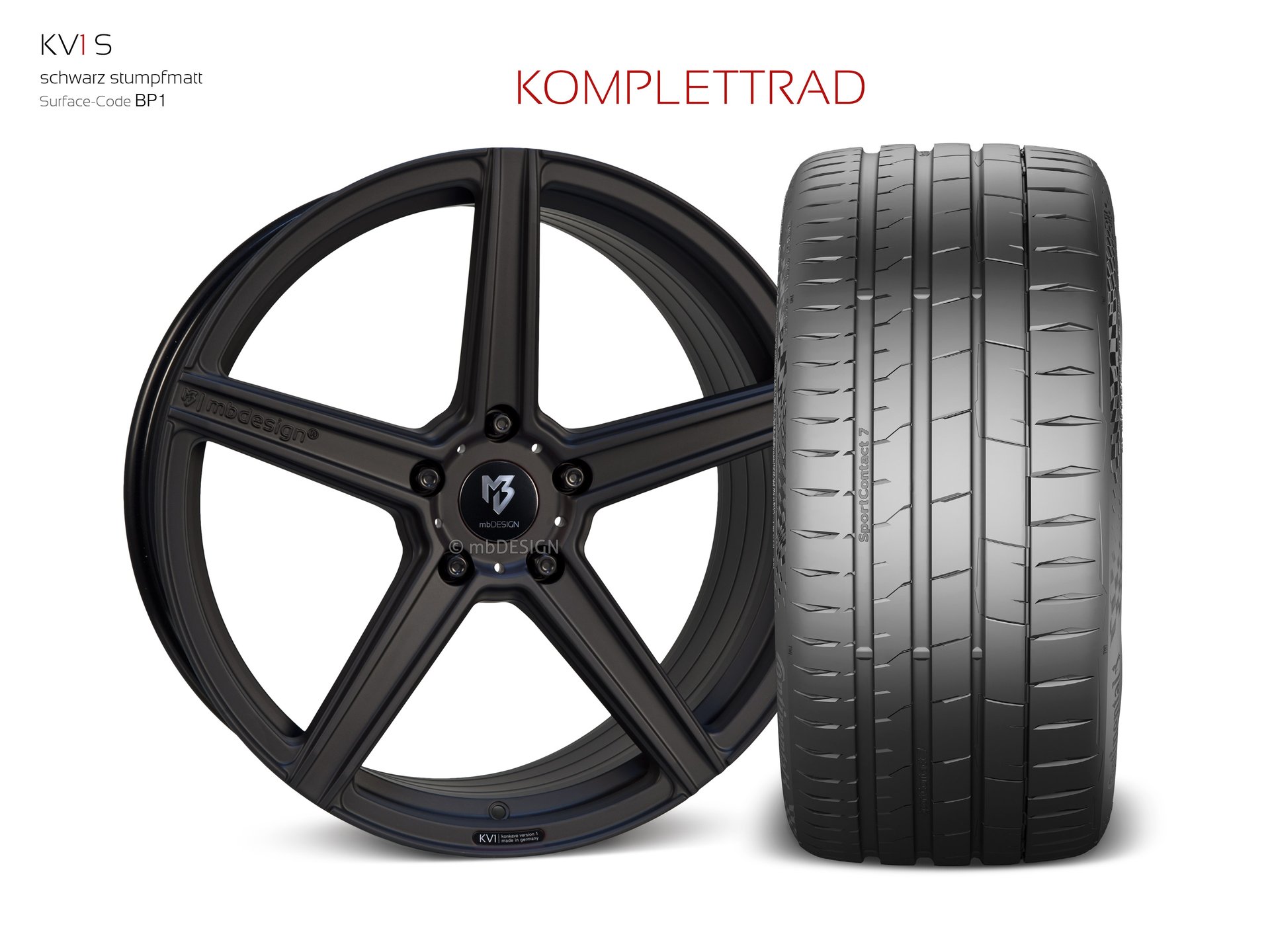 mbDESIGN KV1S forged wheel 9,5x21 konkaves Design in black flat matt – view 1