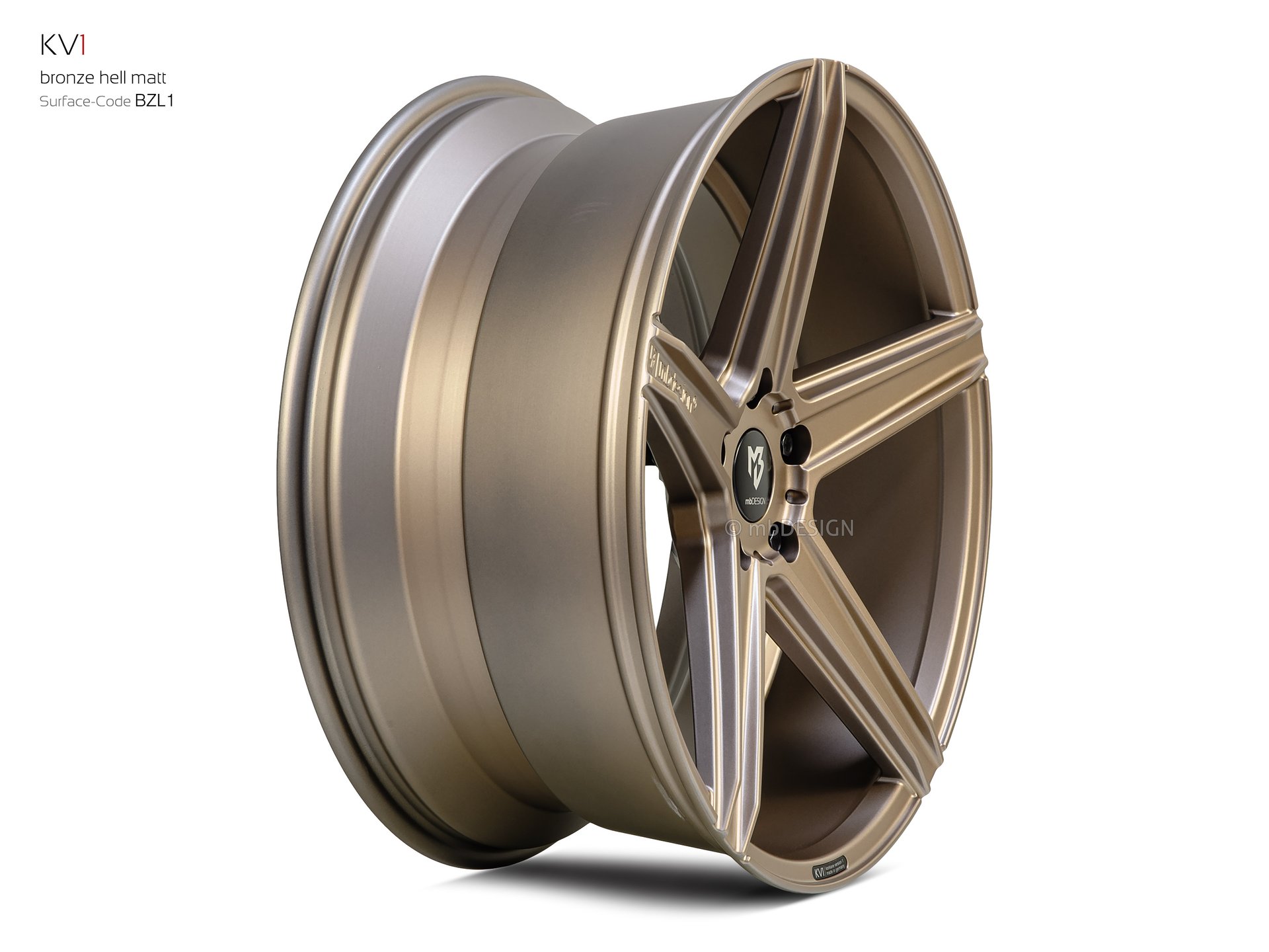 mbDESIGN KV1 Schmiederad 10x22 stark konkaves Design (DC) in Bronze hell matt – Perspektive 3