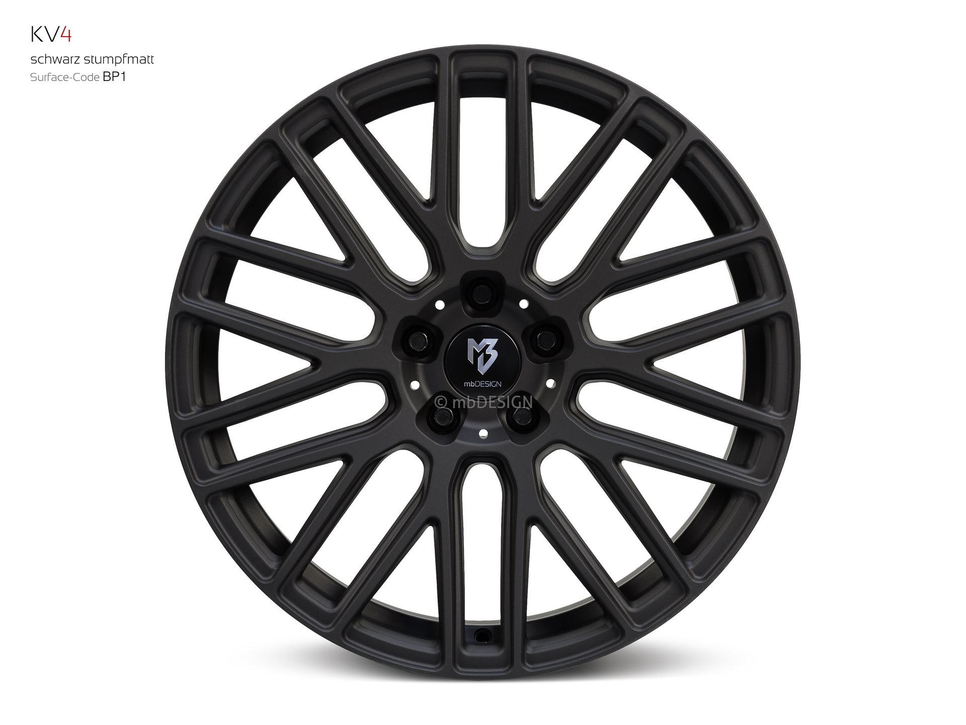 mbDESIGN KV4 Schmiederad 9x20 in Schwarz stumpfmatt – Perspektive 0