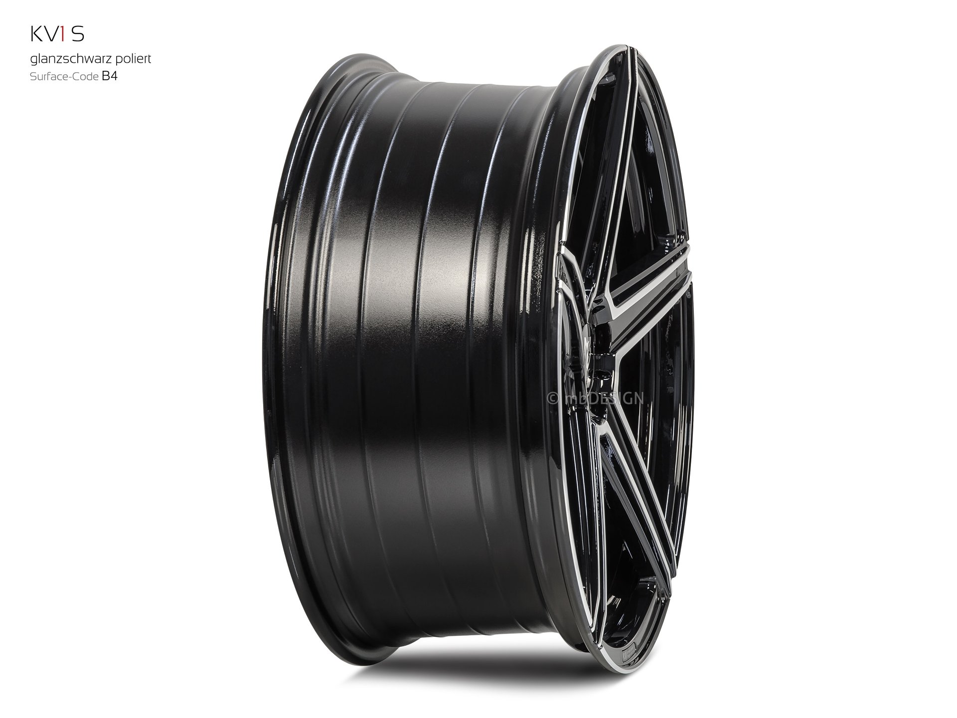 mbDESIGN KV1S Rad 9,5x21 konkaves Design in Glanzschwarz poliert – Perspektive 4