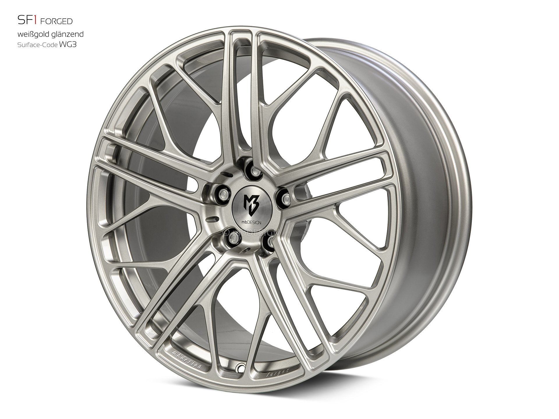 mbDESIGN SF1 forged wheel 9x19 konkaves Design in white gold gloss – view 2 Links