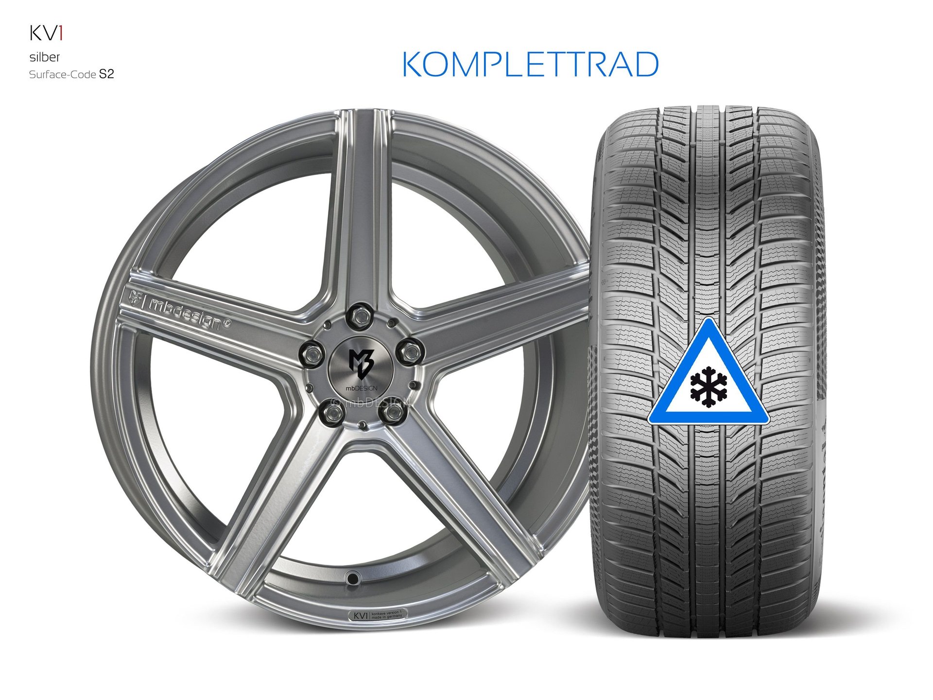 mbDESIGN KV1 forged wheel 9,5x19 stark konkaves Design (DC) in silver – view 1