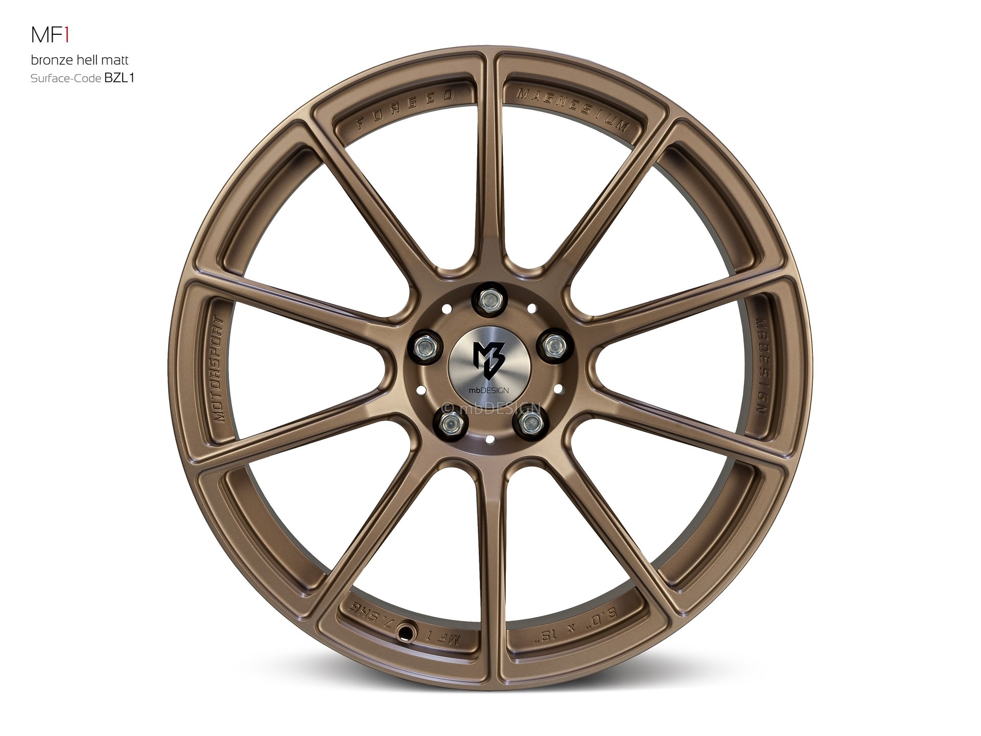 mbDESIGN MF1 Schmiederad 8x19 in Bronze hell matt – Perspektive 0
