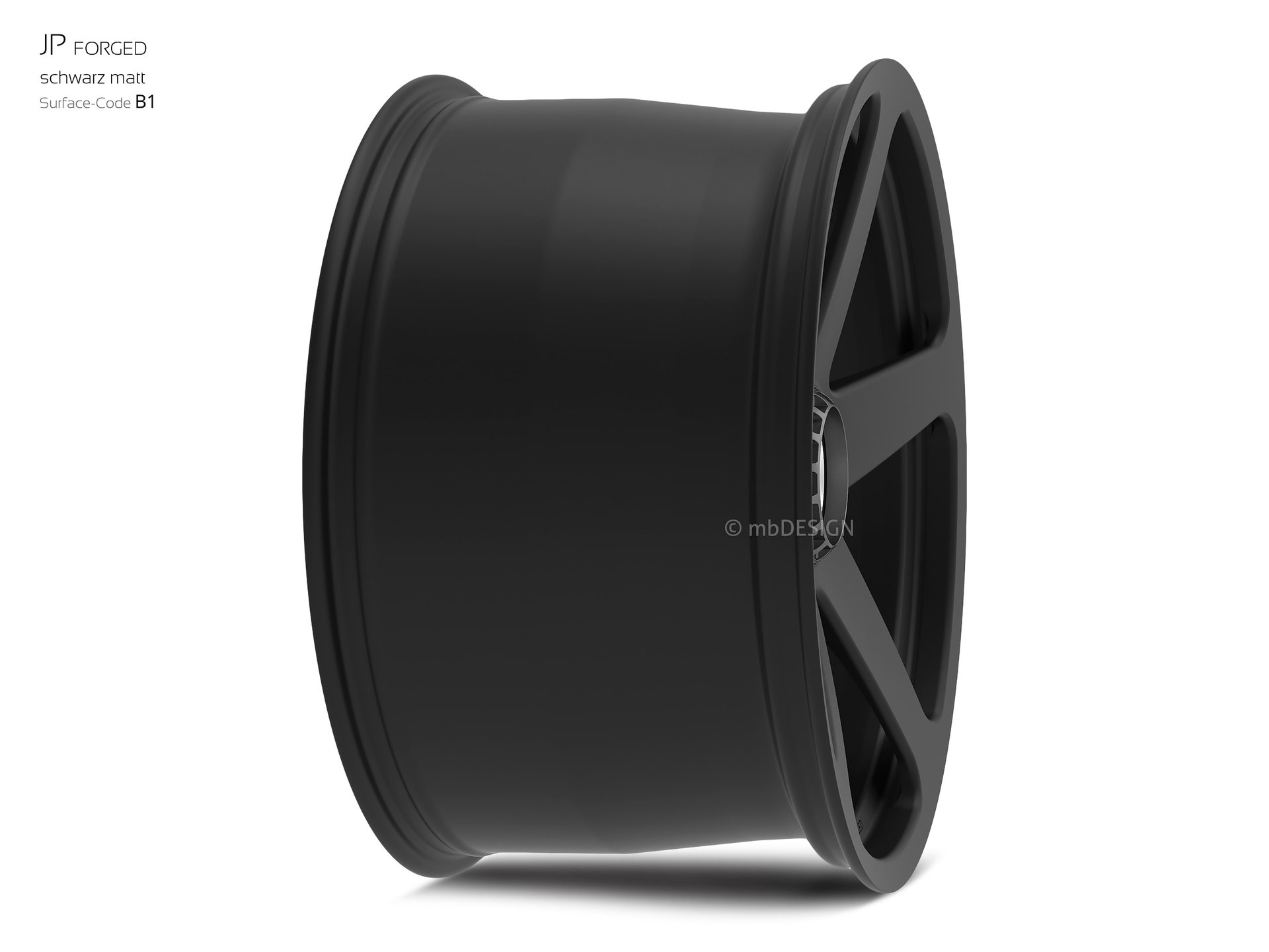 mbDESIGN JP Forged Rad 12,5x22 stark konkaves Design (DC) in schwarz seidenmatt – Perspektive 4