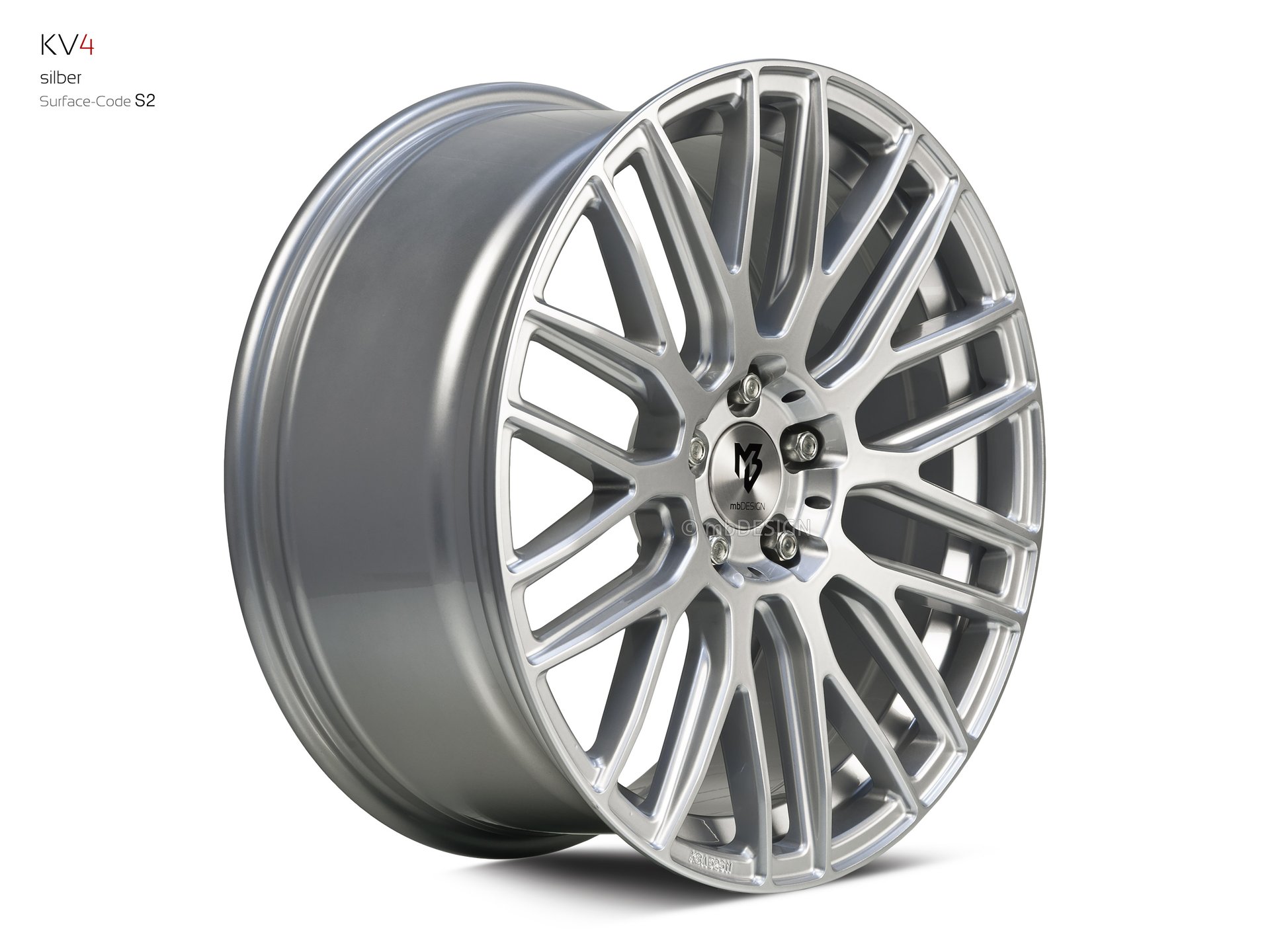 mbDESIGN KV4 Schmiederad 8,5x19 in Silber – Perspektive 2