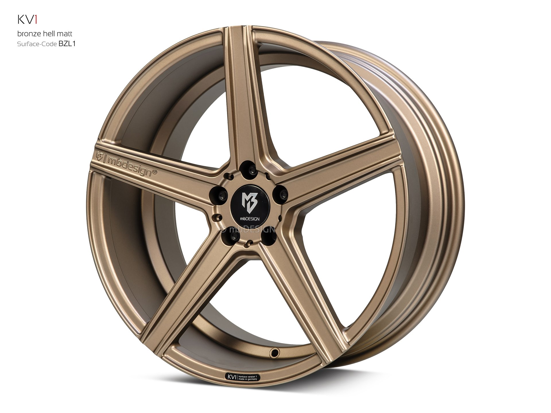 mbDESIGN KV1 Schmiederad 9x20 konkaves Design in Bronze hell matt – Perspektive 2 Links
