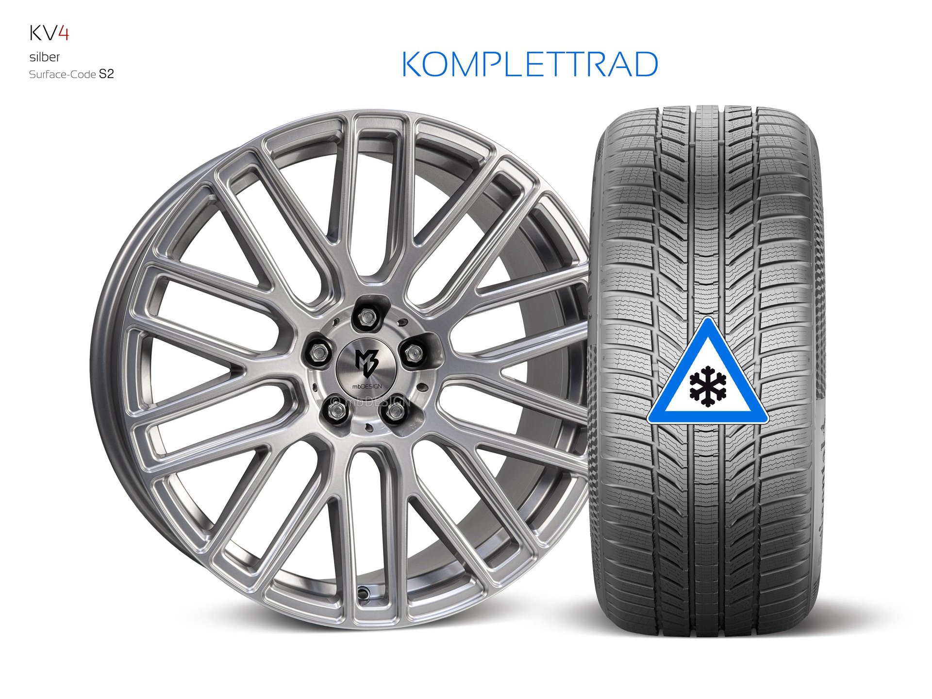 mbDESIGN KV4 Rad 9x20 konkaves Design in Silber – Perspektive 1