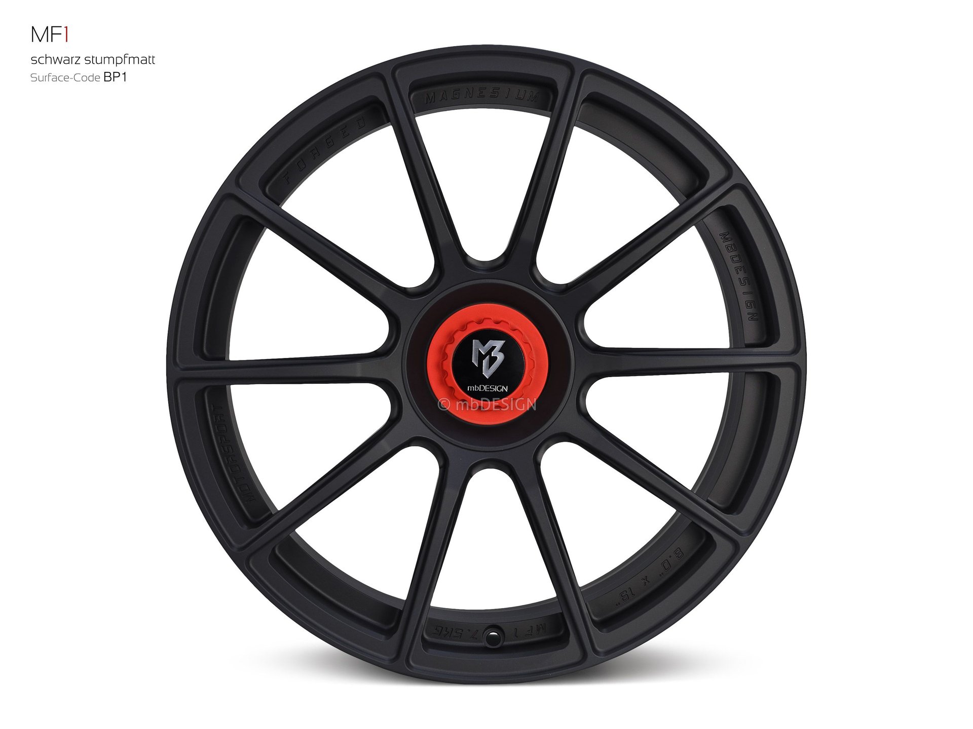 mbDESIGN MF1 Schmiederad 8x19 in Schwarz stumpfmatt – Perspektive 0