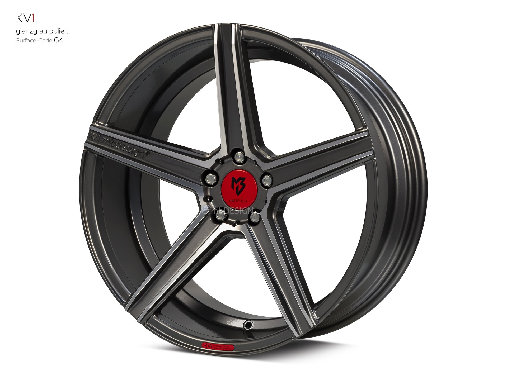 mbDESIGN KV1 forged wheel 9x20 stark konkaves Design (DC) in gloss grey polished – view 2 Links