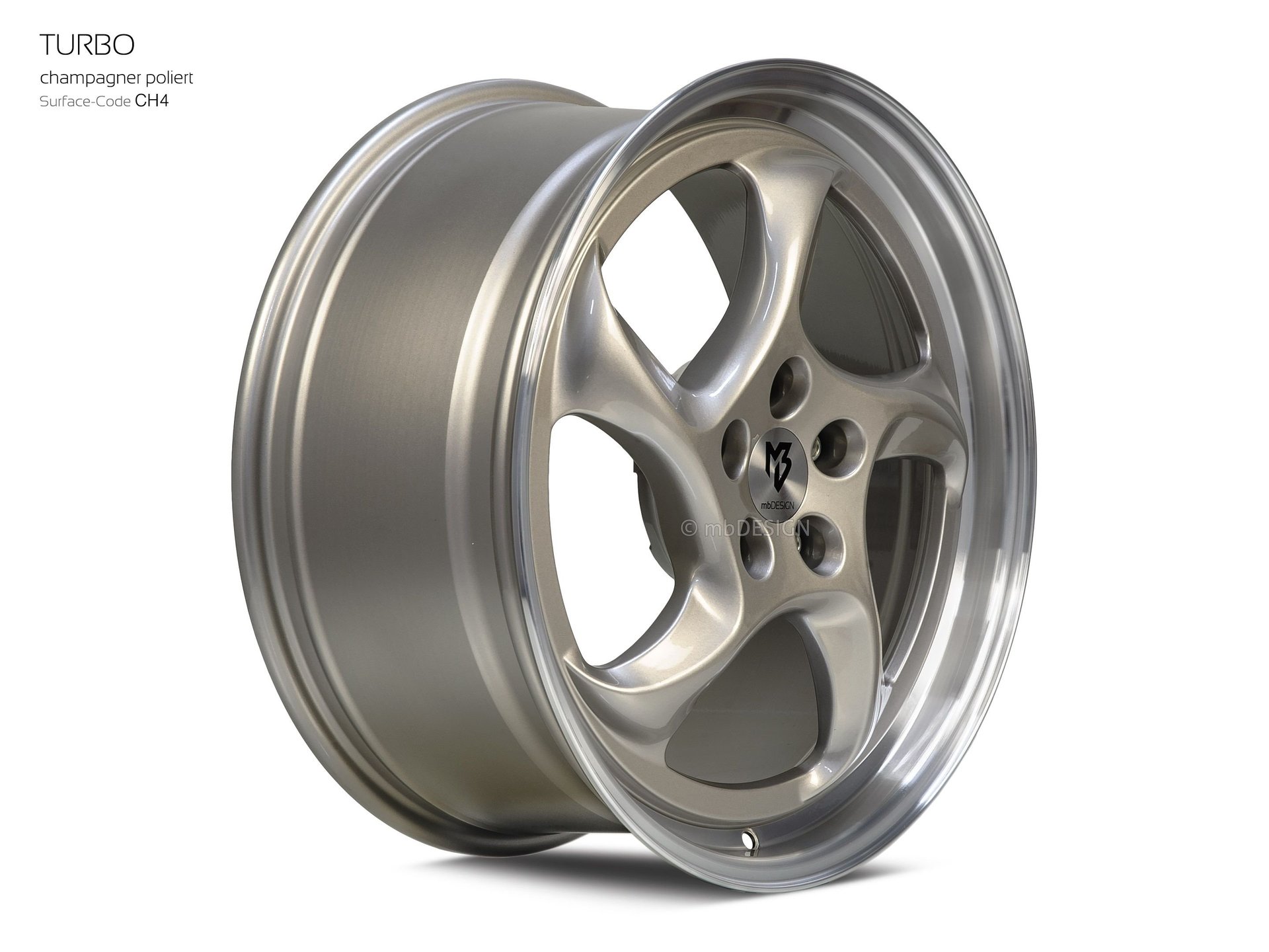 mbDESIGN TURBO Schmiederad 8,5x19 in Champagner poliert – Perspektive 2