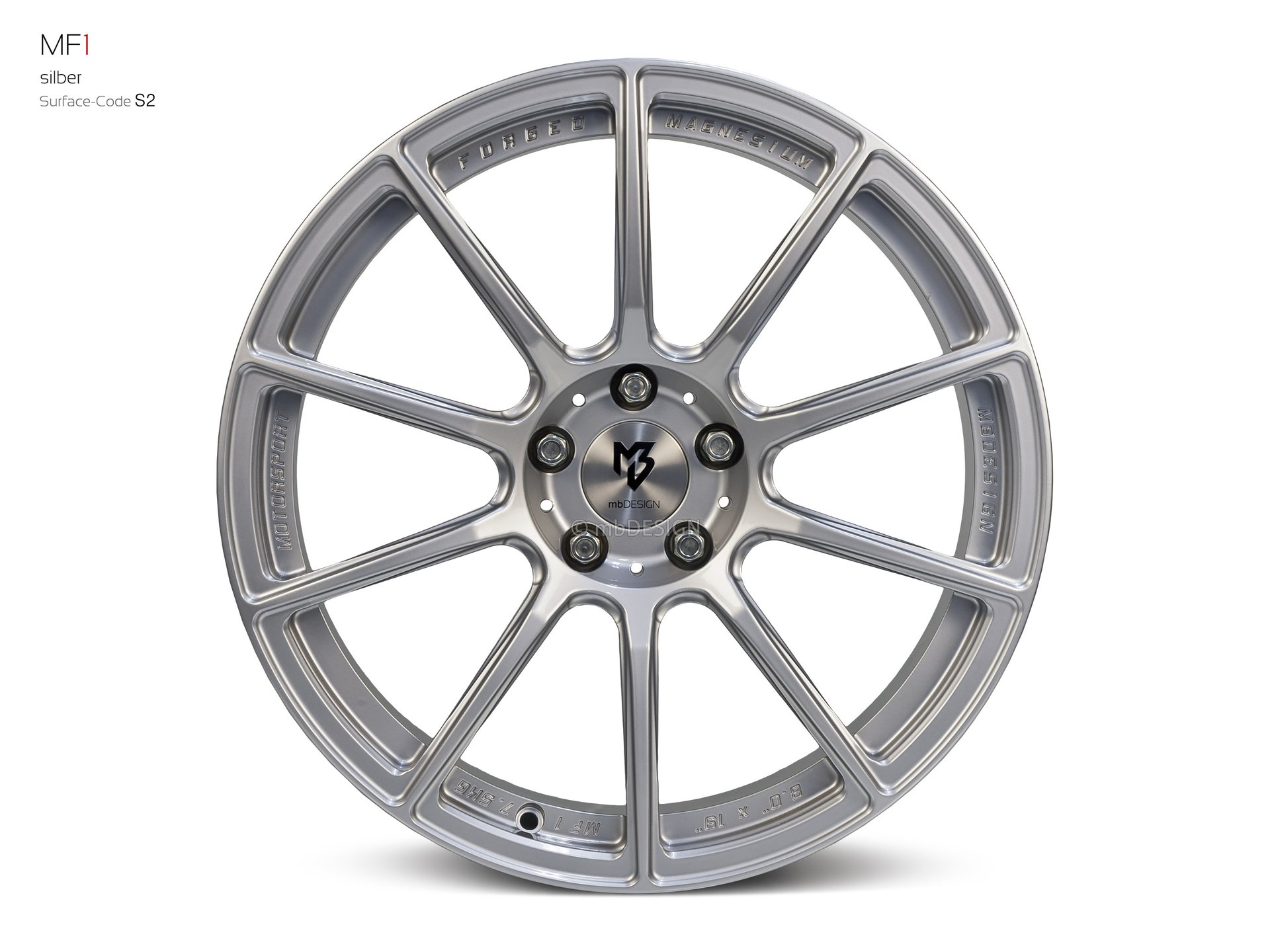 mbDESIGN MF1 Schmiederad 8x19 in Silber – Perspektive 0
