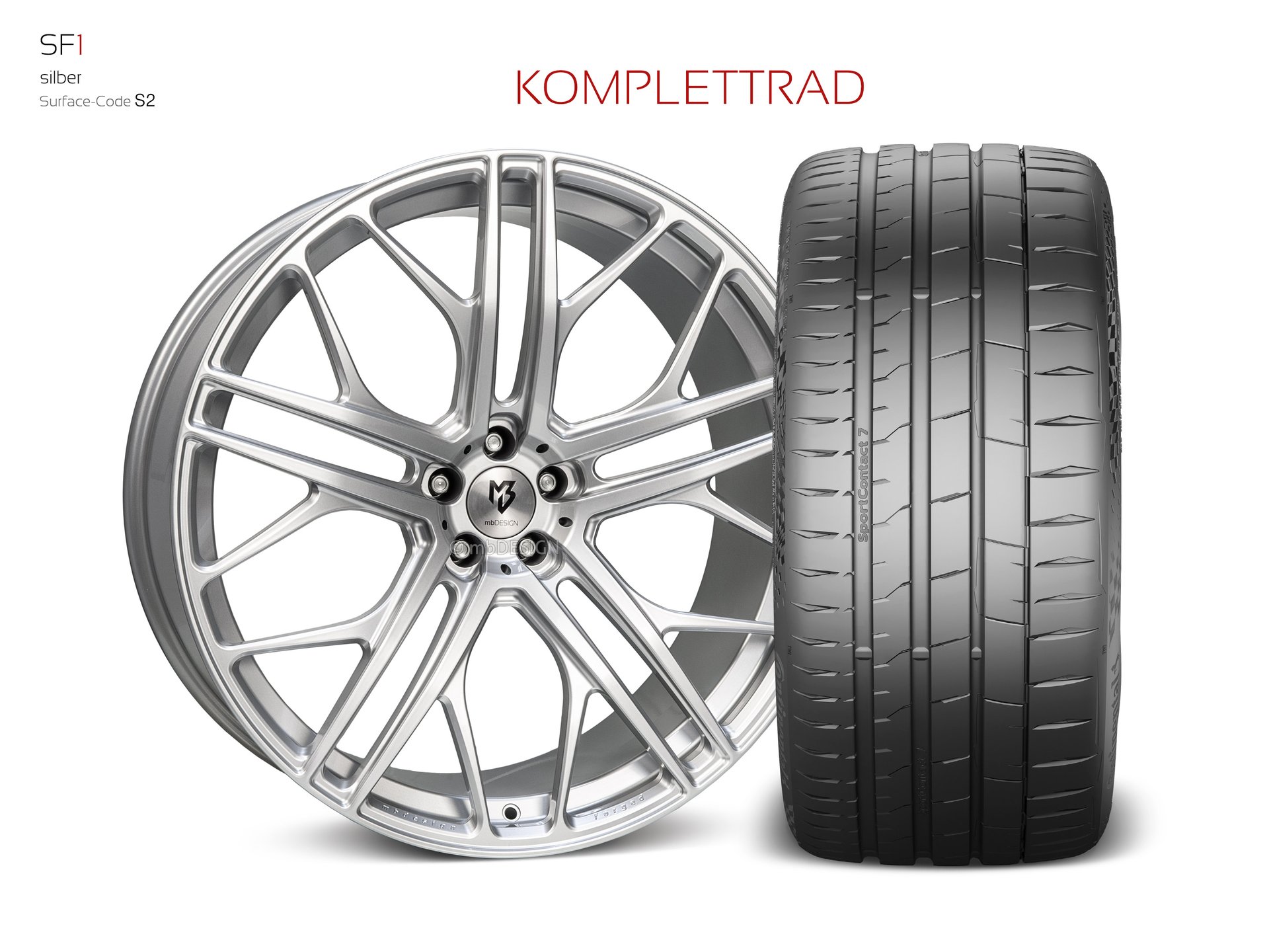mbDESIGN SF1 forged wheel 10x24 konkaves Design in silver gloss – view 1