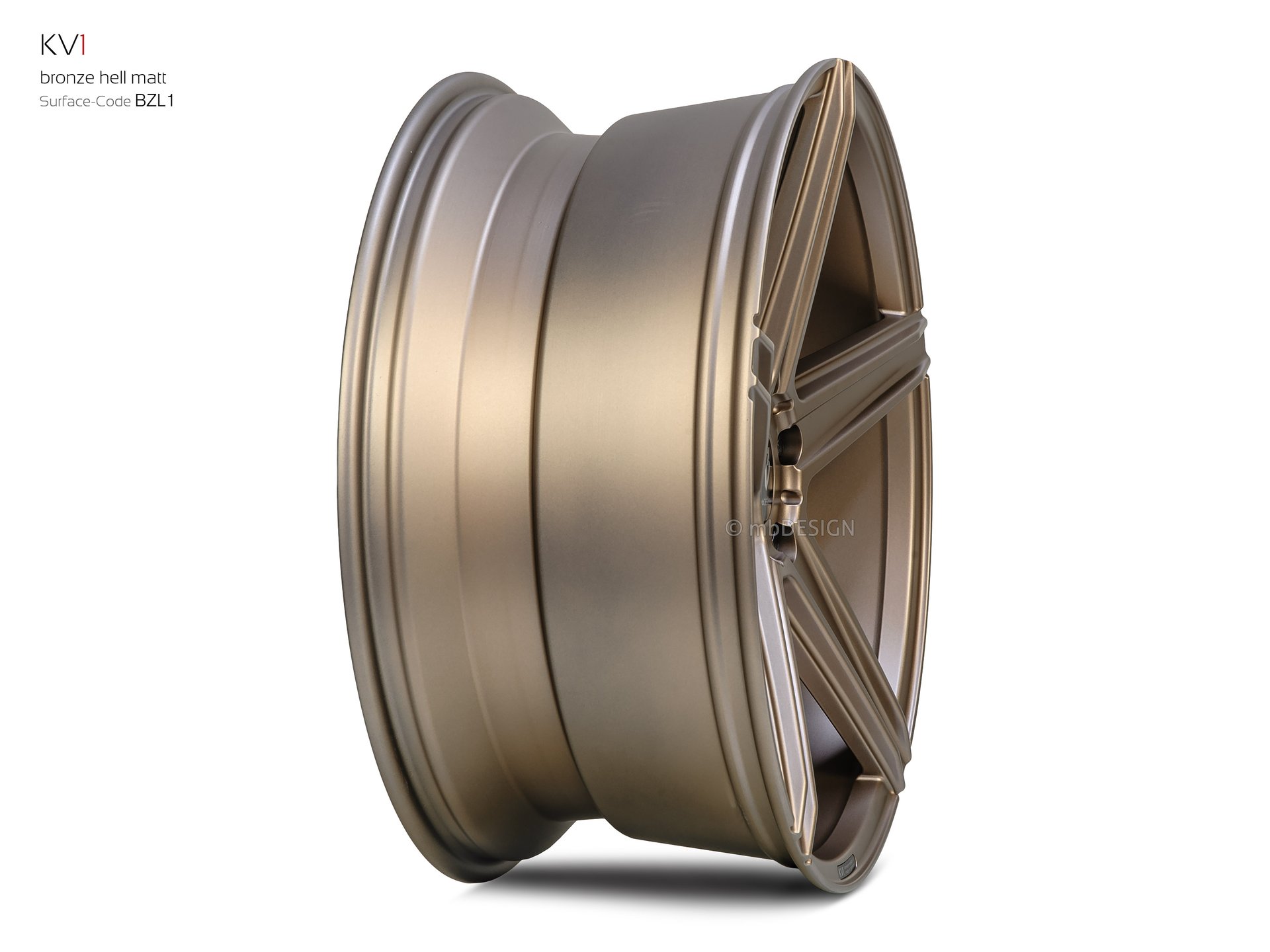 mbDESIGN KV1 Schmiederad 10x22 stark konkaves Design (DC) in Bronze hell matt – Perspektive 4