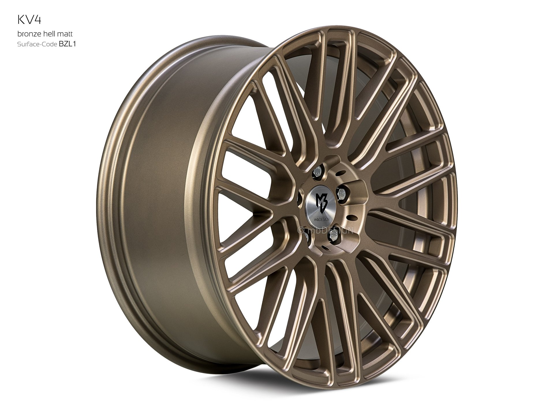mbDESIGN KV4 Schmiederad 9x20 konkaves Design in Bronze hell matt – Perspektive 2