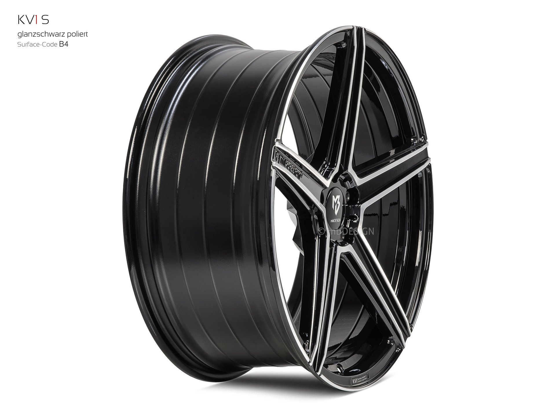 mbDESIGN KV1S Rad 9,5x21 konkaves Design in Glanzschwarz poliert – Perspektive 3