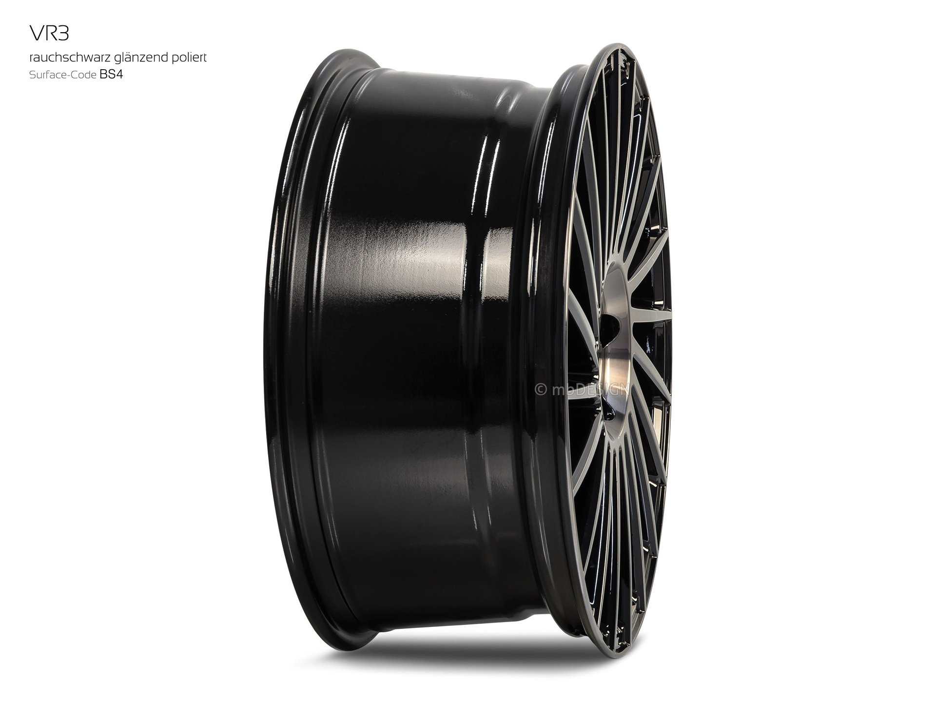 mbDESIGN VR3 Schmiederad 8,5x19 in Rauchschwarz glänzend poliert – Perspektive 4