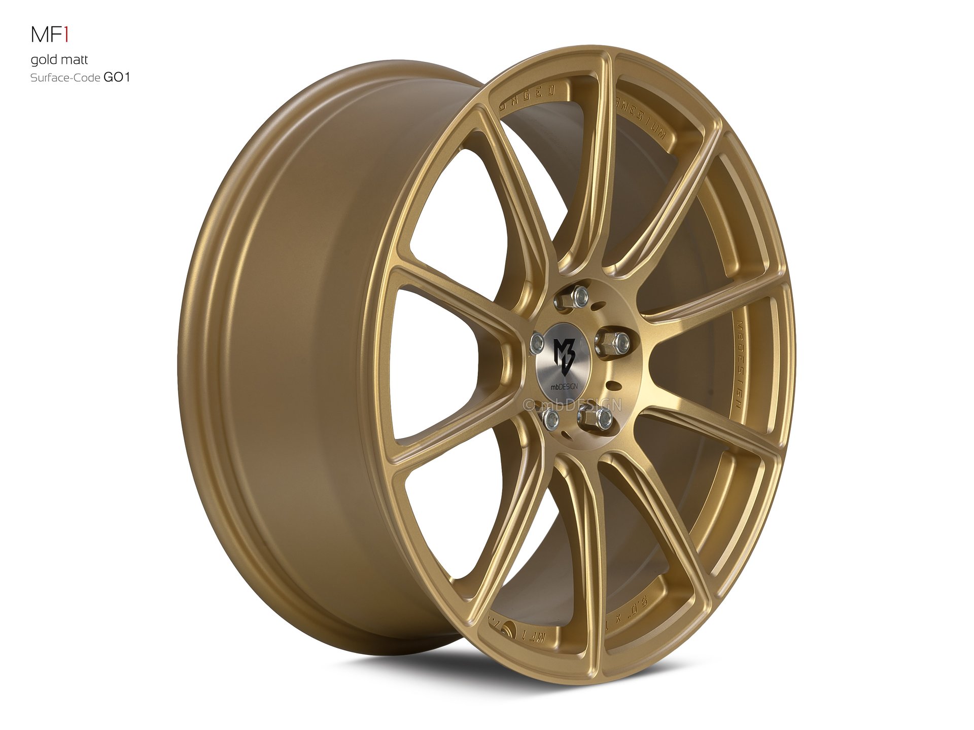 mbDESIGN MF1 forged wheel 8x19 in gold matt – view 2