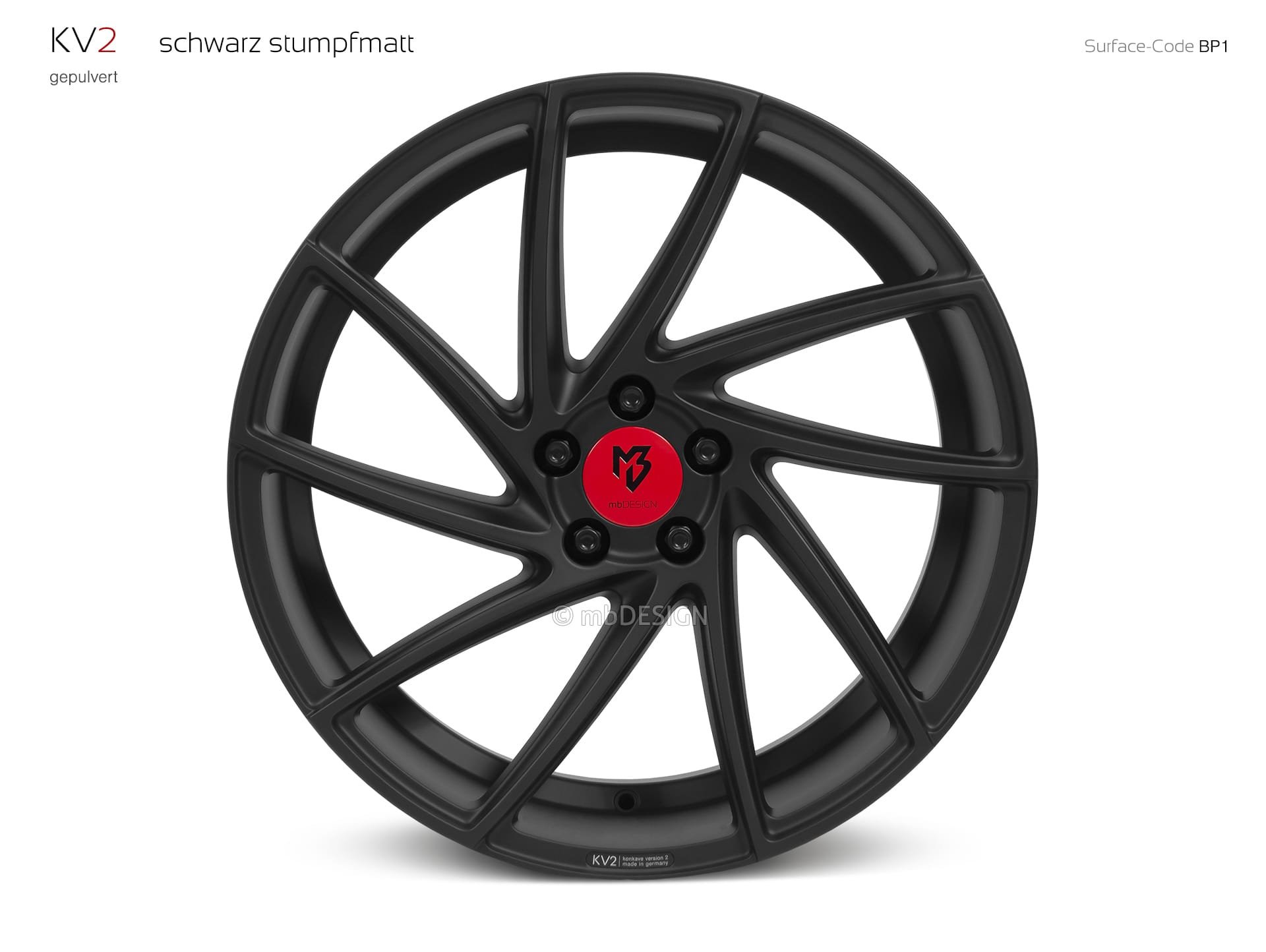 mbDESIGN KV2 forged wheel 8,5x19 in black flat matt – view 0