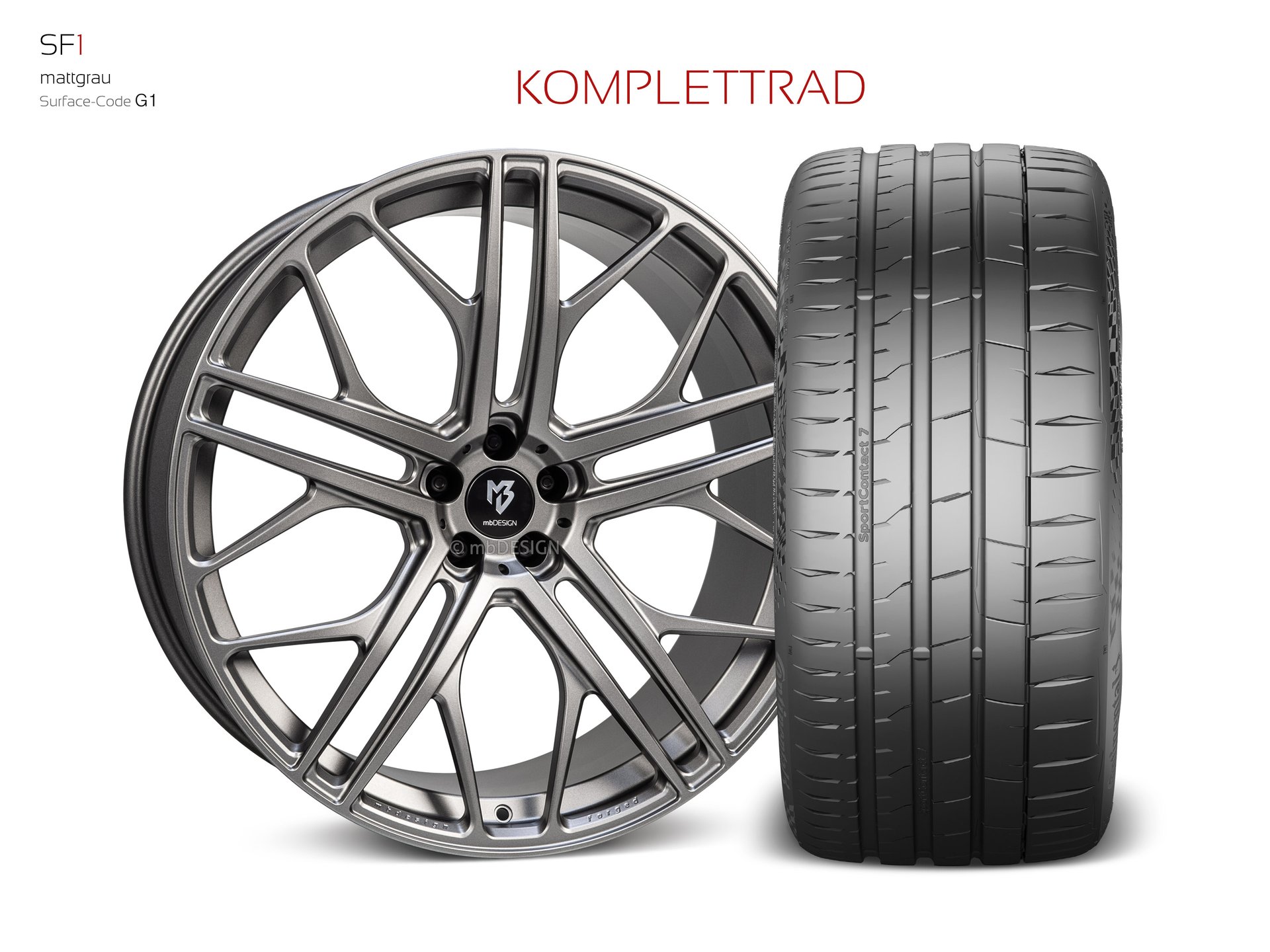 mbDESIGN SF1 forged wheel 10x24 konkaves Design in grey matt – view 1