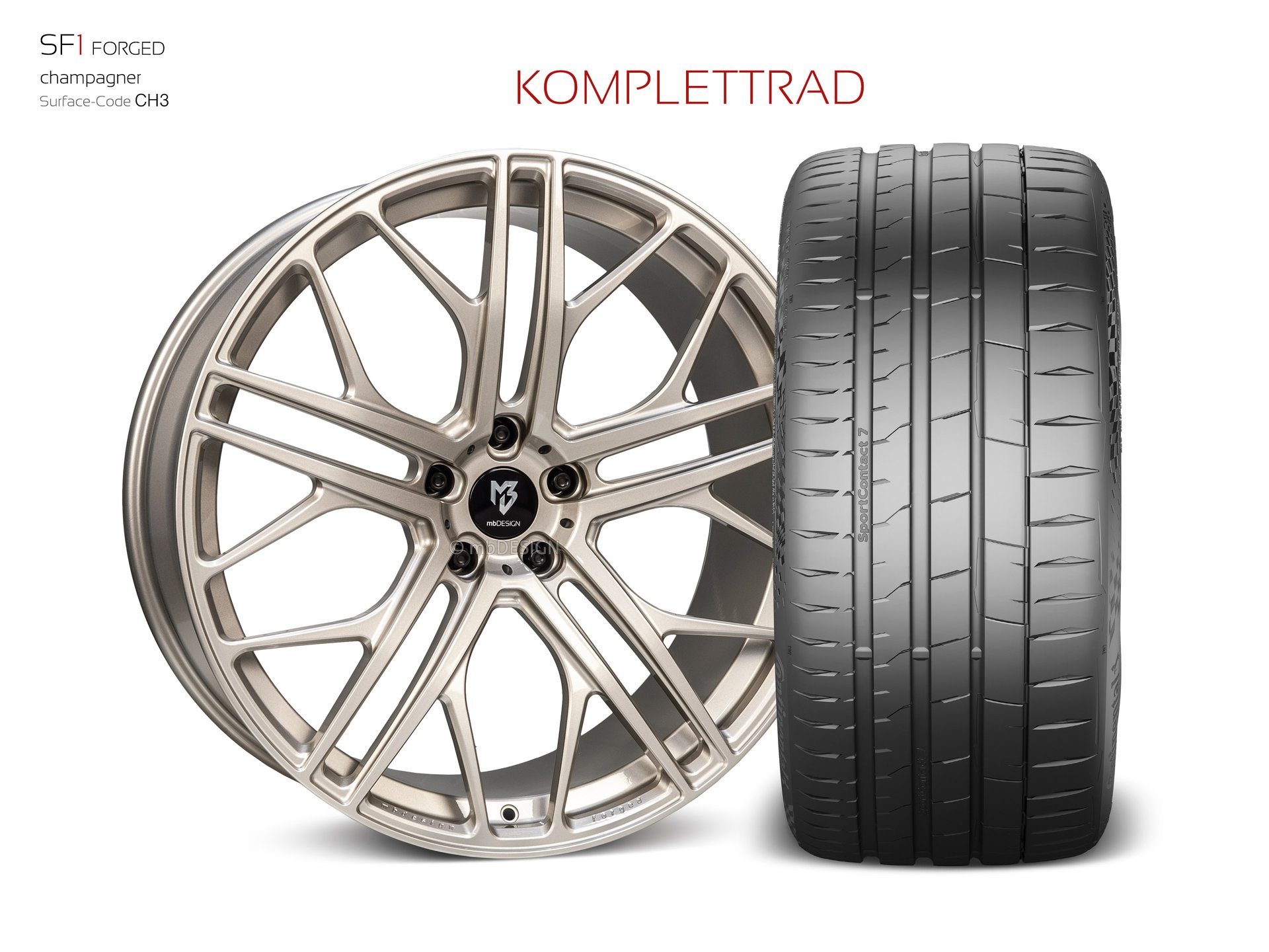 mbDESIGN SF1 forged wheel 10x24 konkaves Design in champagne gloss – view 1