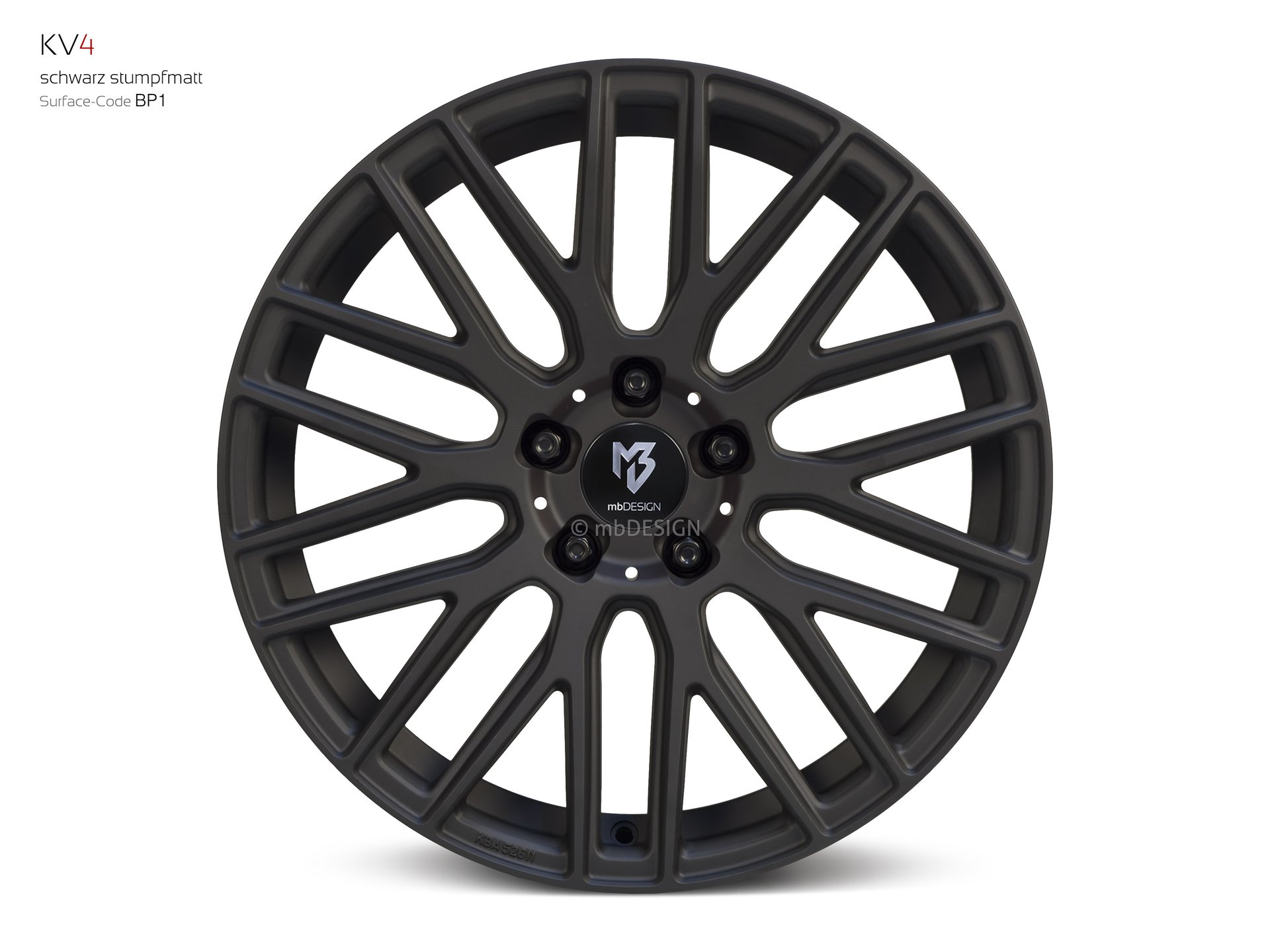 mbDESIGN KV4 Schmiederad 8,5x19 in Schwarz stumpfmatt – Perspektive 0