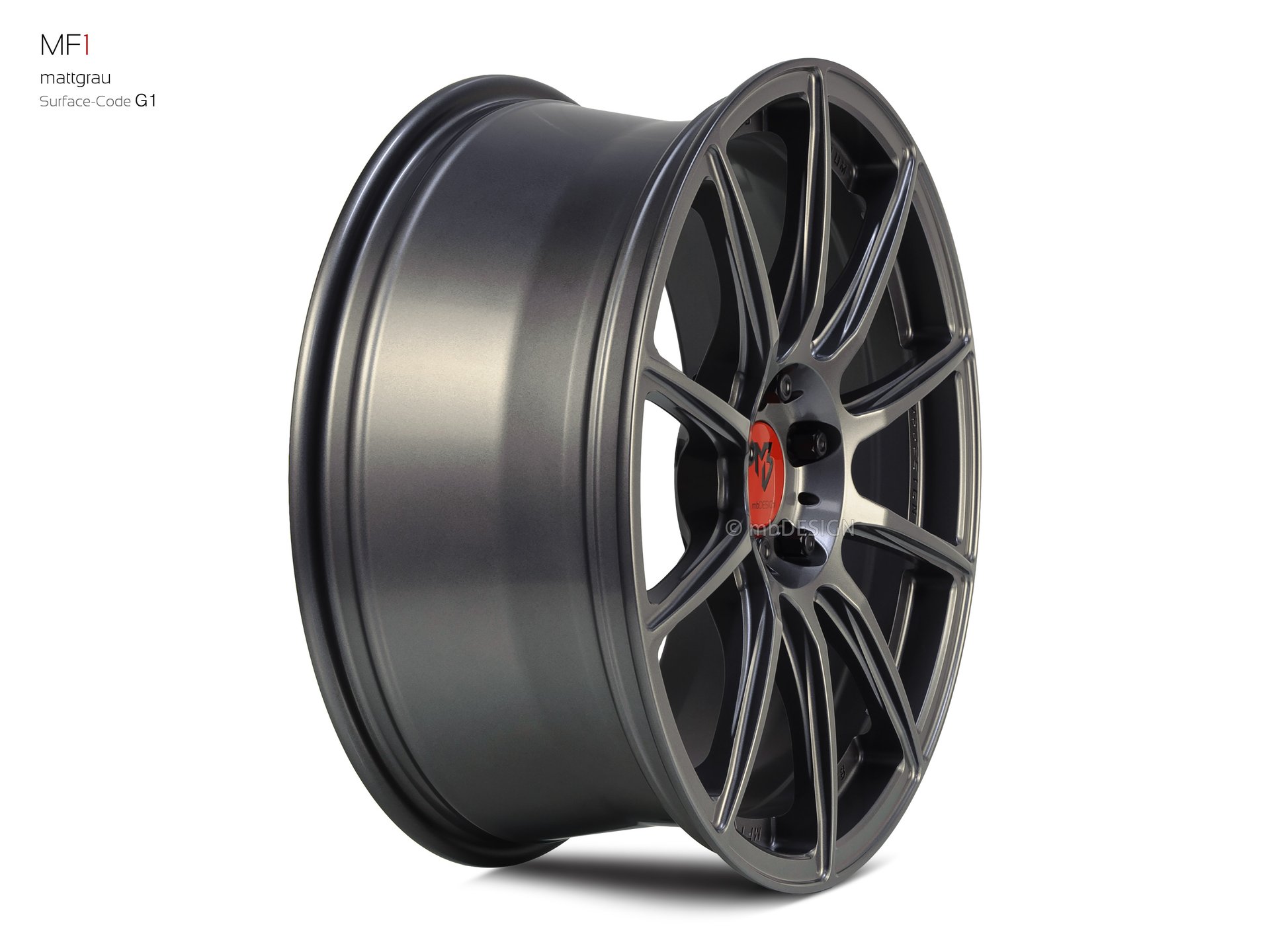 mbDESIGN MF1 Schmiederad 8x19 in Mattgrau – Perspektive 3