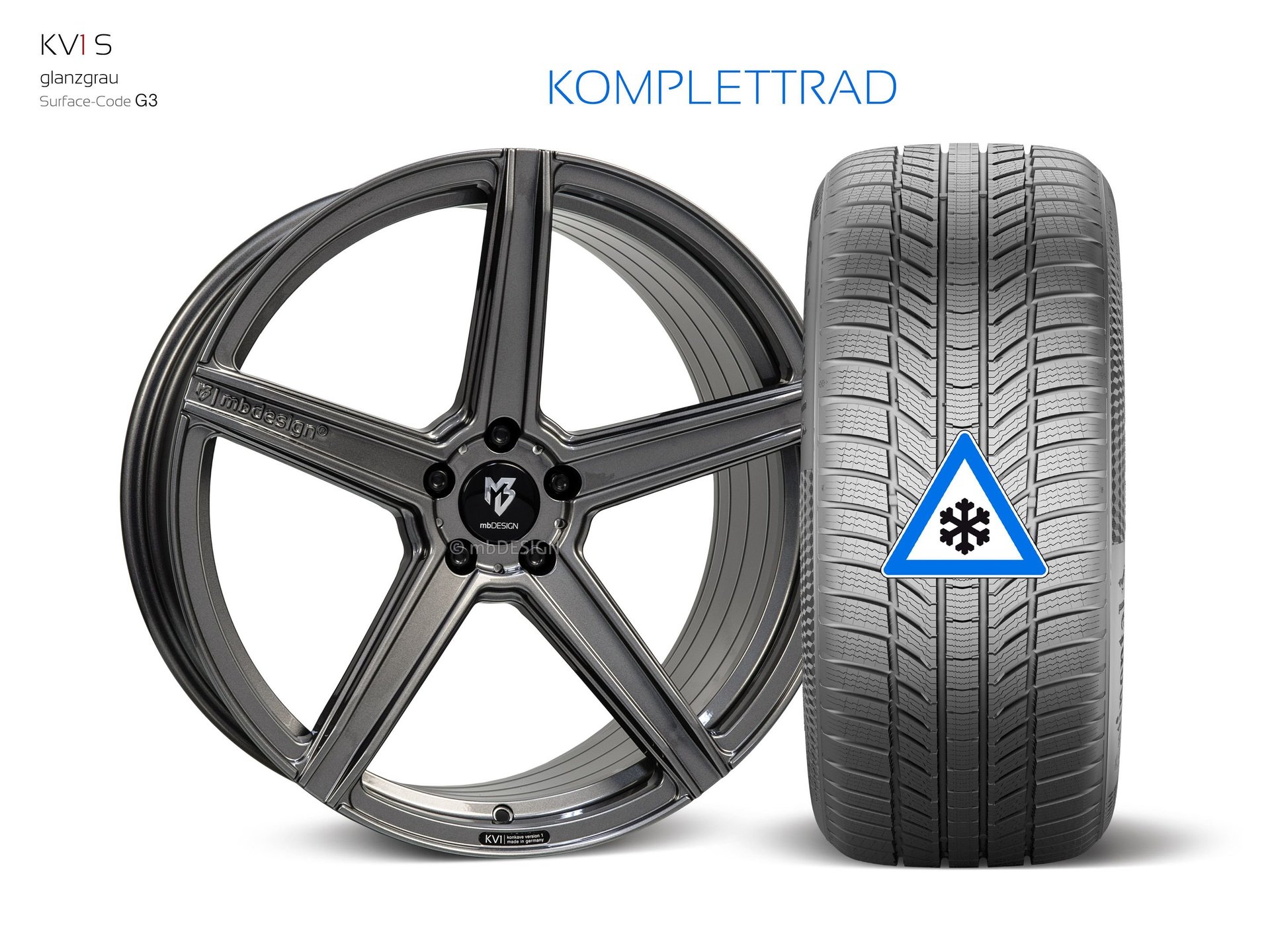 mbDESIGN KV1S forged wheel 9,5x21 konkaves Design in gloss grey – view 1