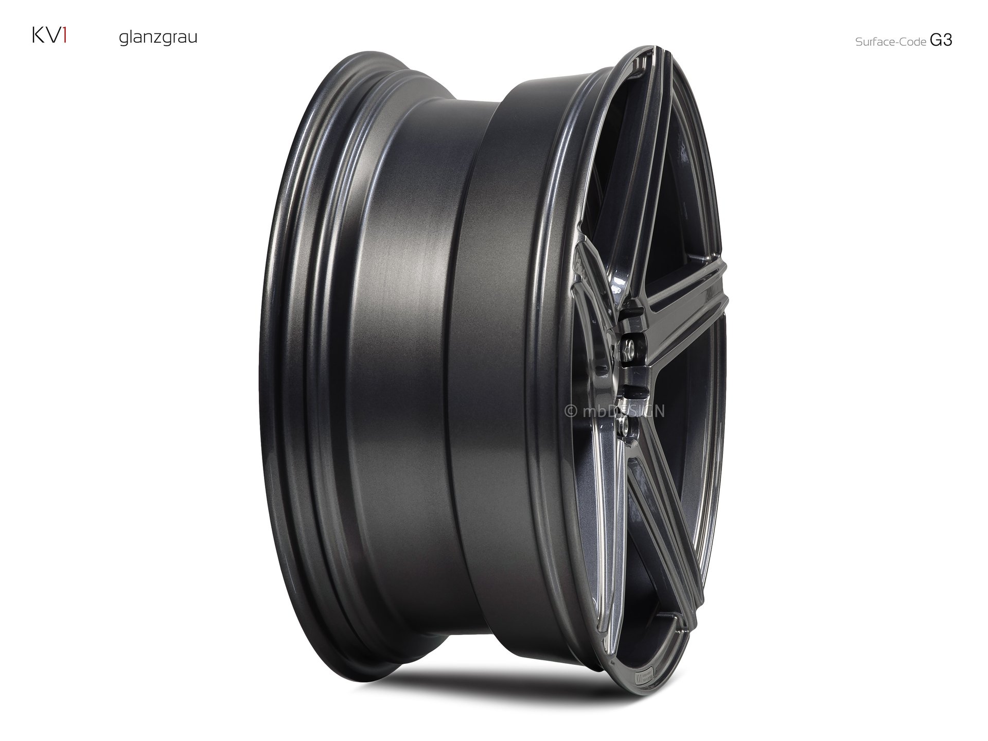 mbDESIGN KV1 Rad 8,5x19 in Glanzgrau – Perspektive 4