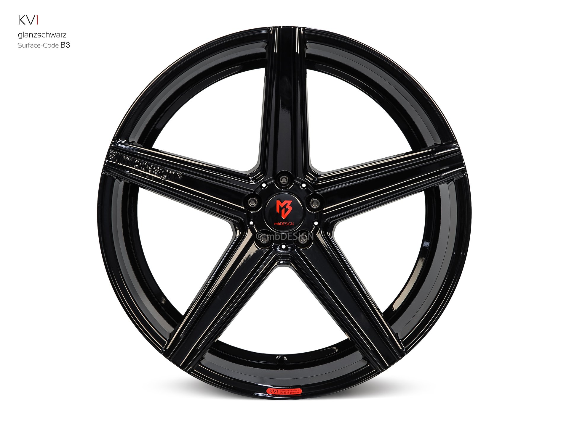 mbDESIGN KV1 forged wheel 11x23 stark konkaves Design (DC) in gloss black – view 0