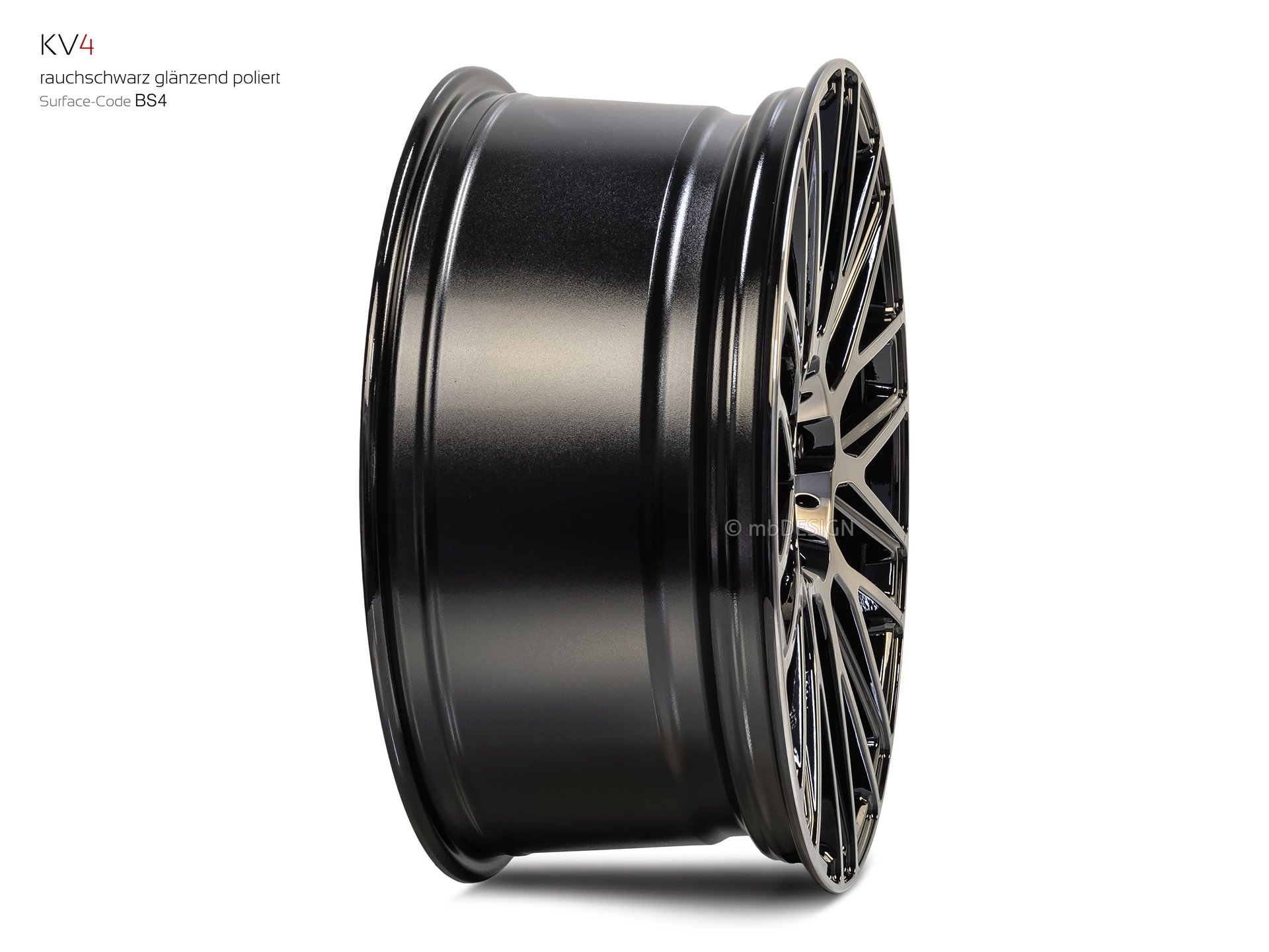 mbDESIGN KV4 Schmiederad 9x20 in Rauchschwarz glänzend poliert – Perspektive 4