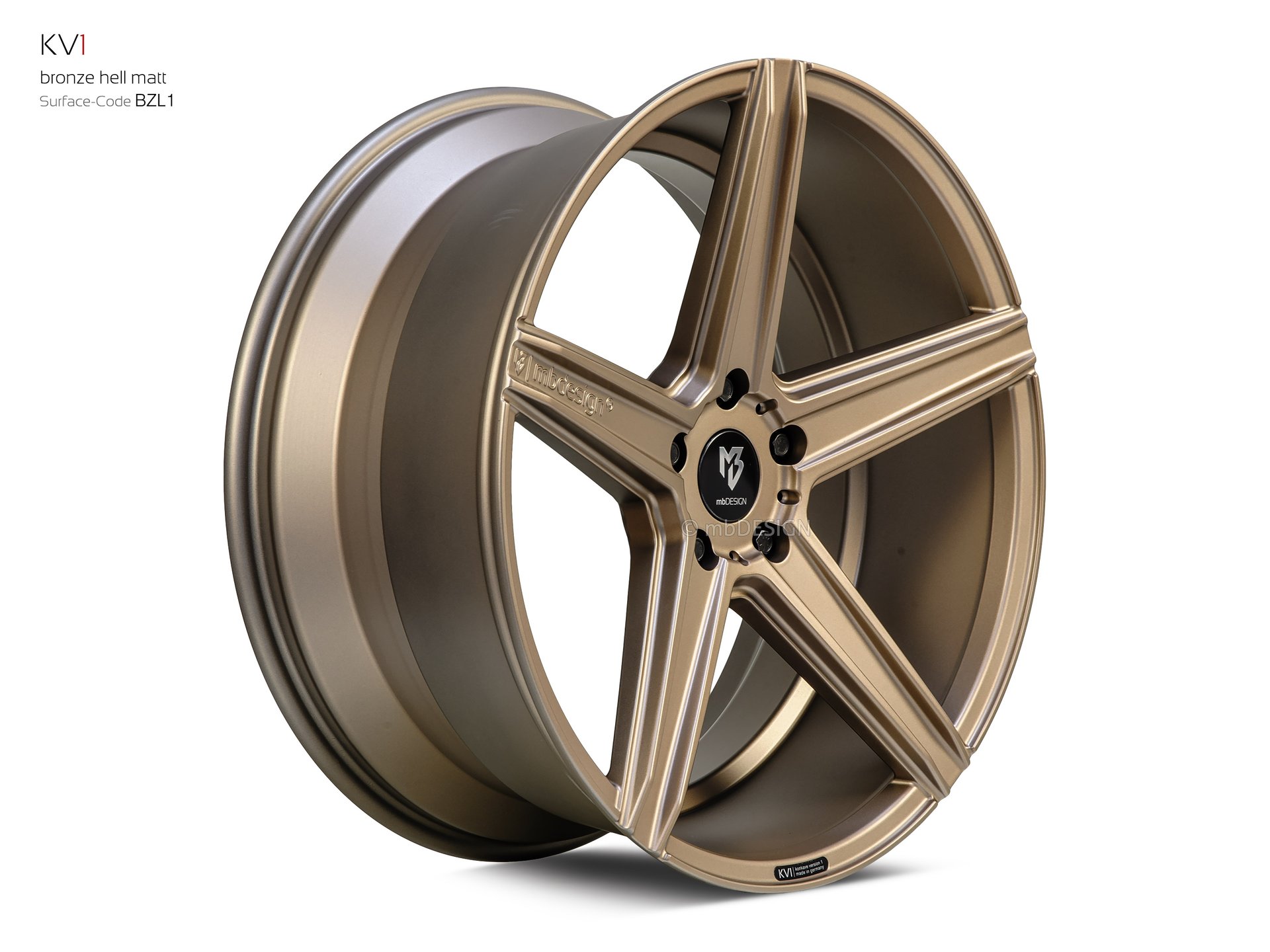 mbDESIGN KV1 Schmiederad 10x22 stark konkaves Design (DC) in Bronze hell matt – Perspektive 2