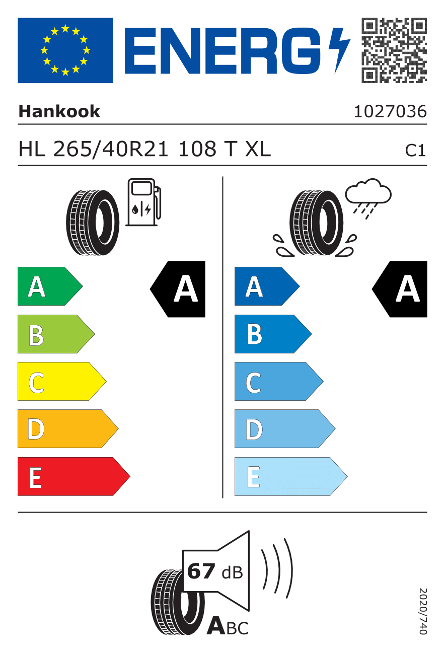 HL 265/40R21 108T HANKOOK K127E VENTUS S1 EVO3 EV ☀️ Sommer
