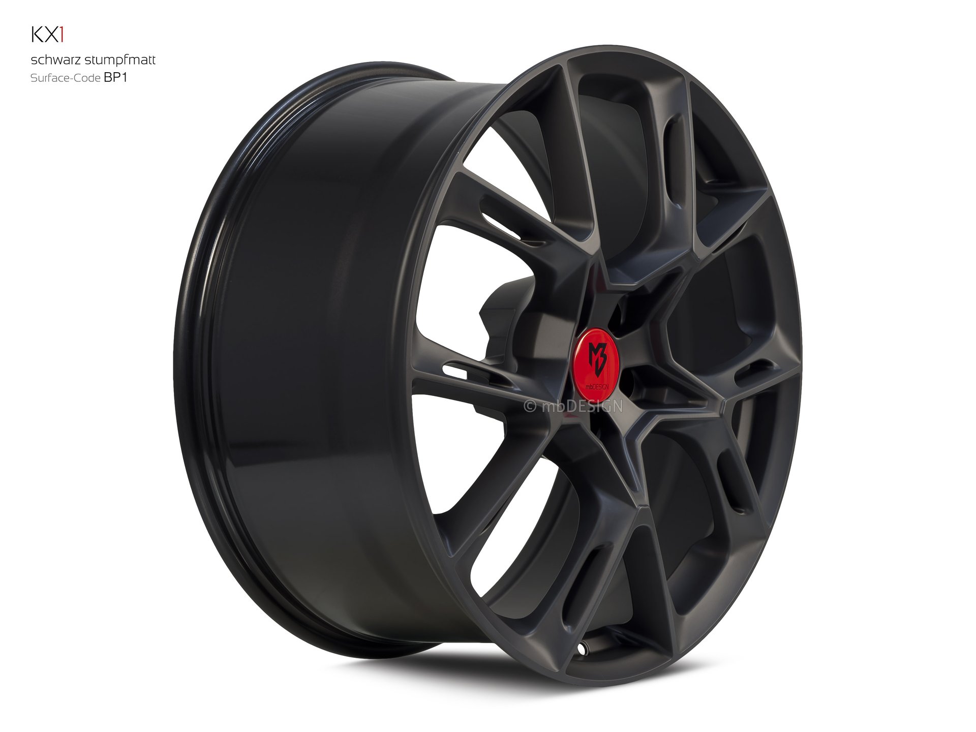 mbDESIGN KX1 forged wheel 9x21 konvexes Design in black flat matt – view 2